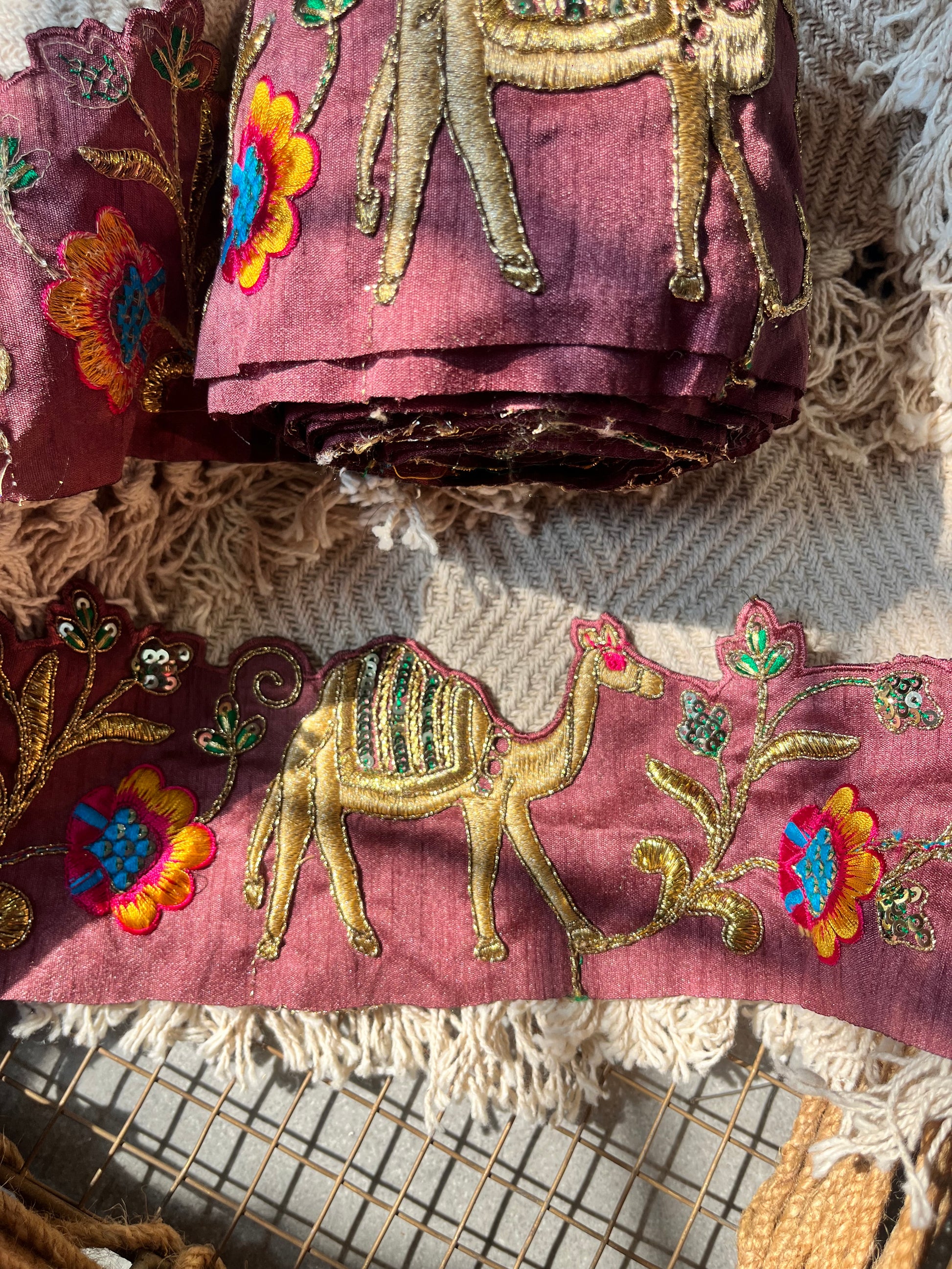 Royal Camel Embroidered Zari Lace Trim