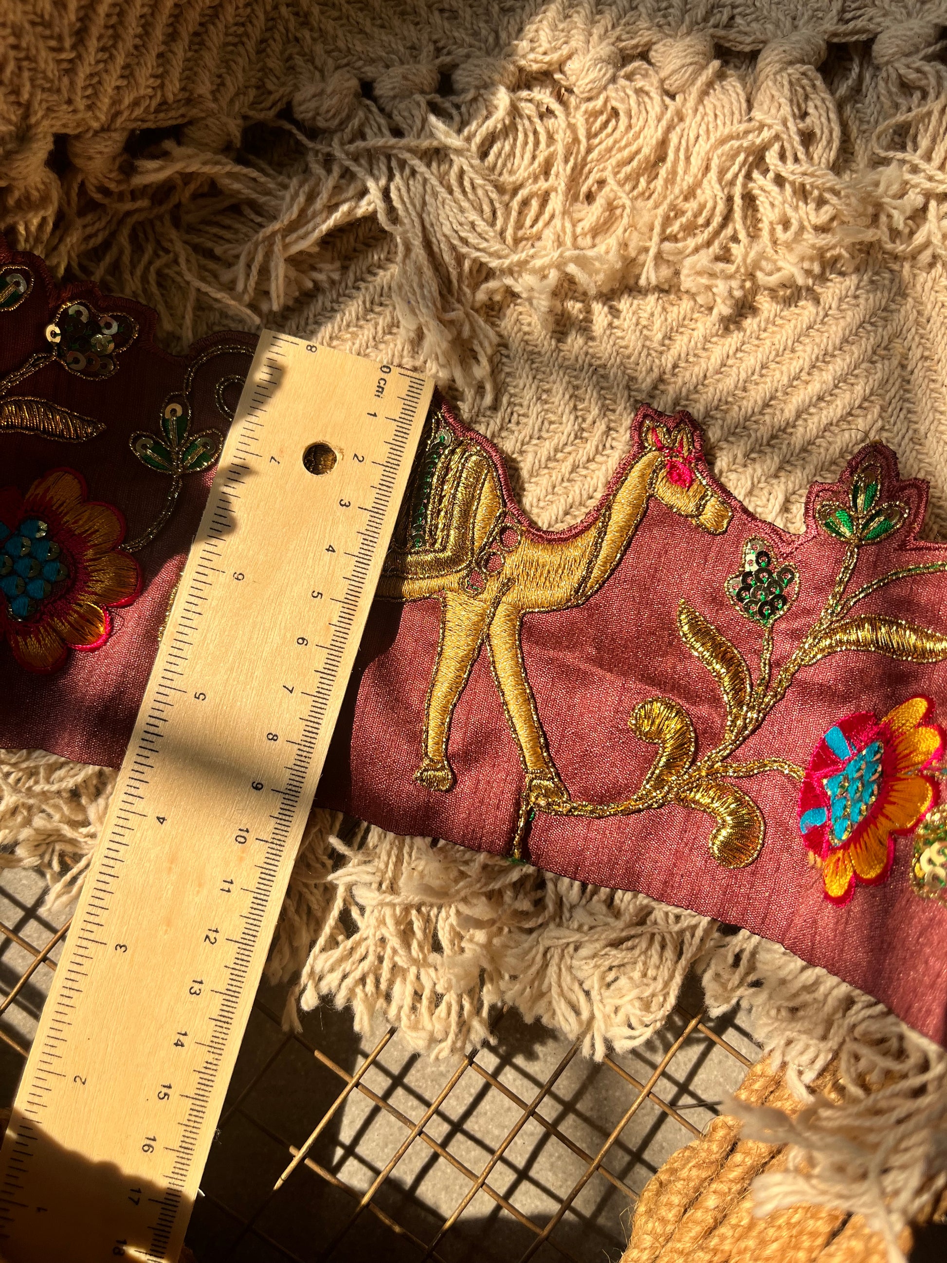 Royal Camel Embroidered Zari Lace Trim