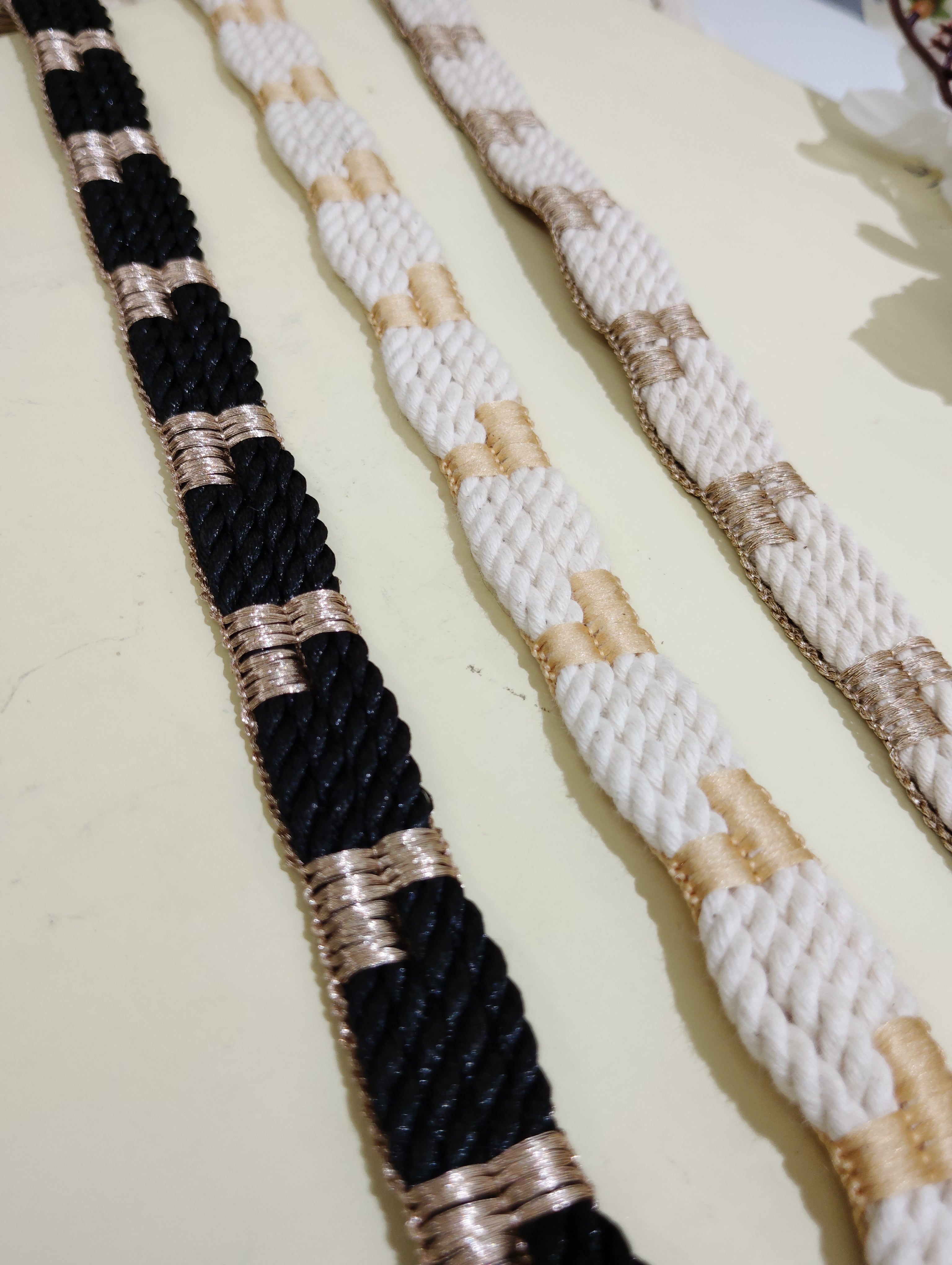 Geometric Metallic Cord Border Trim