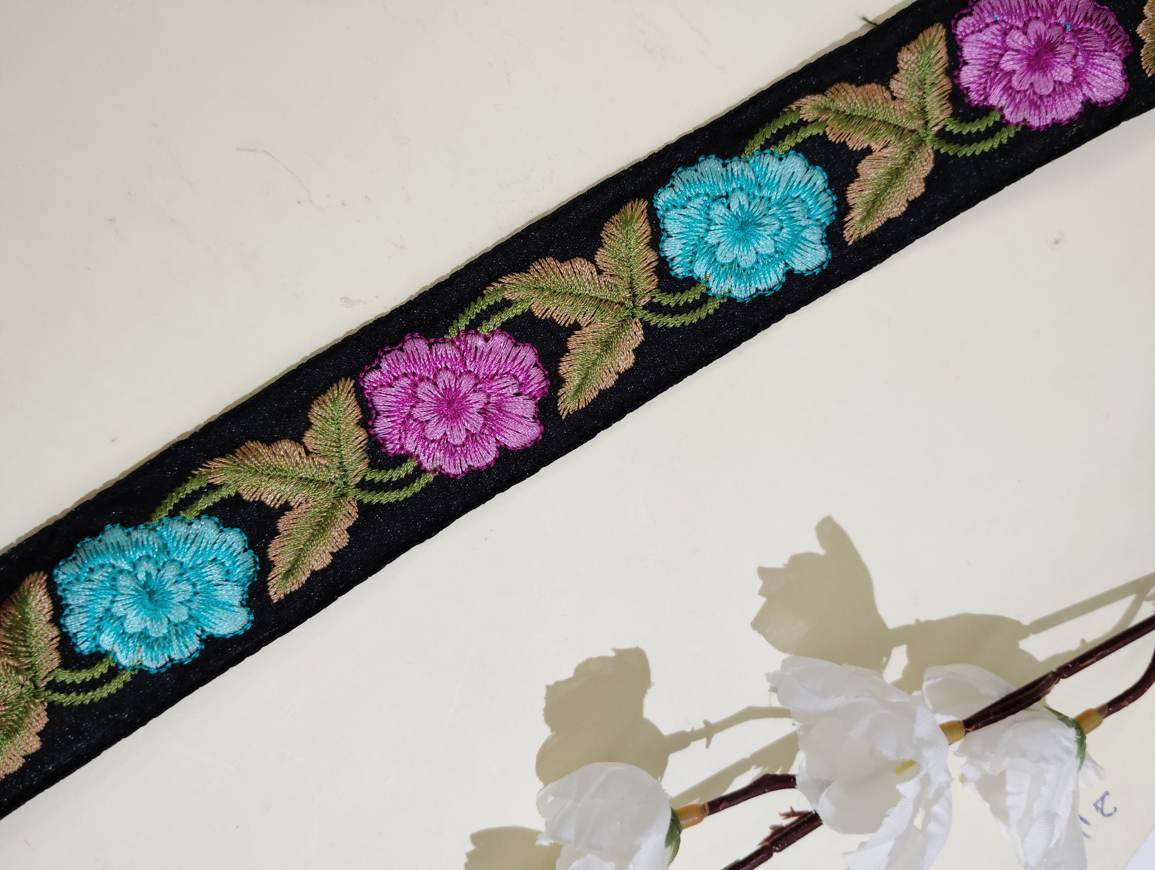 Embroidered Floral Ribbon Trim