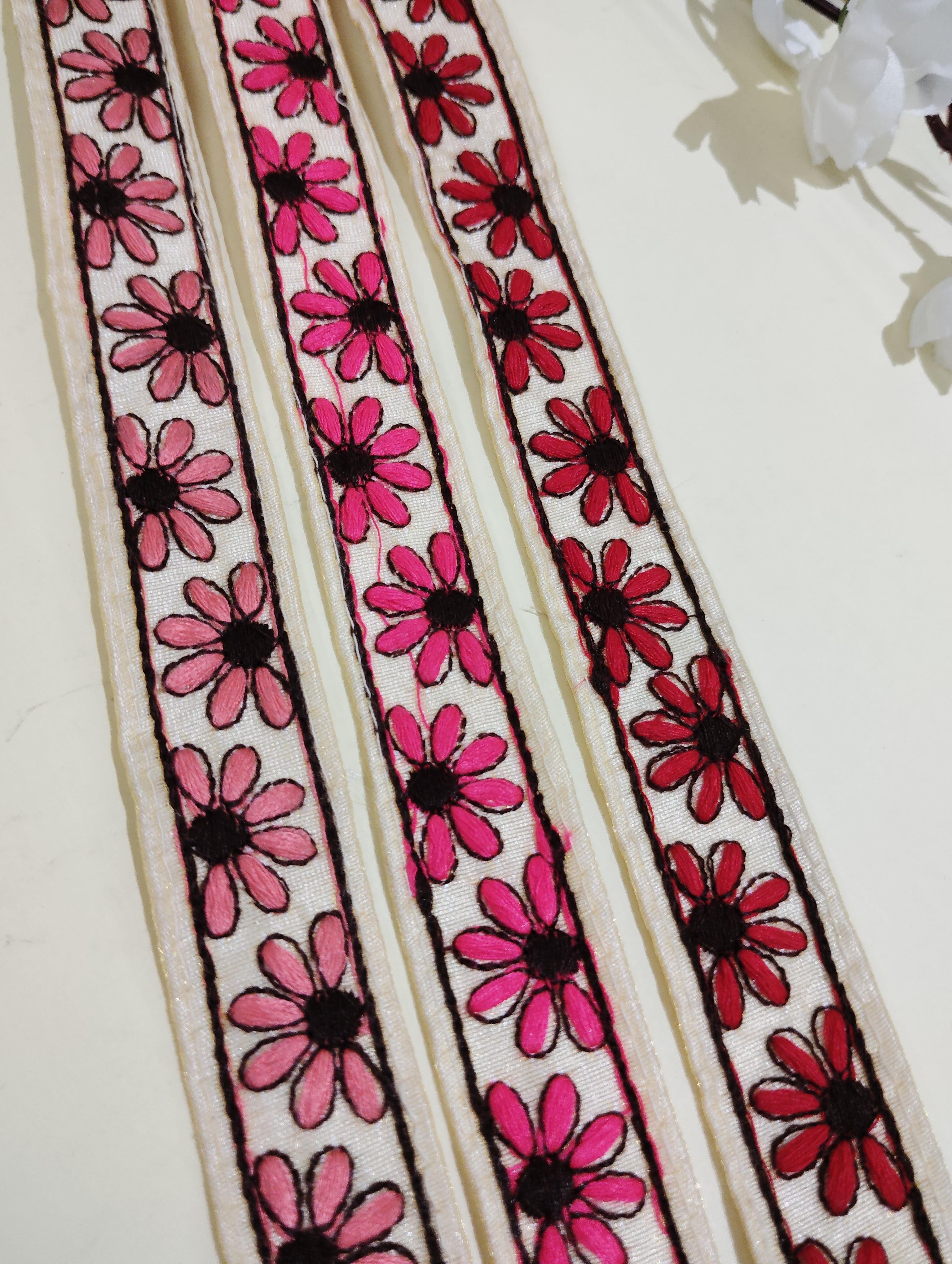 Embroidered Floral Fabric Trim