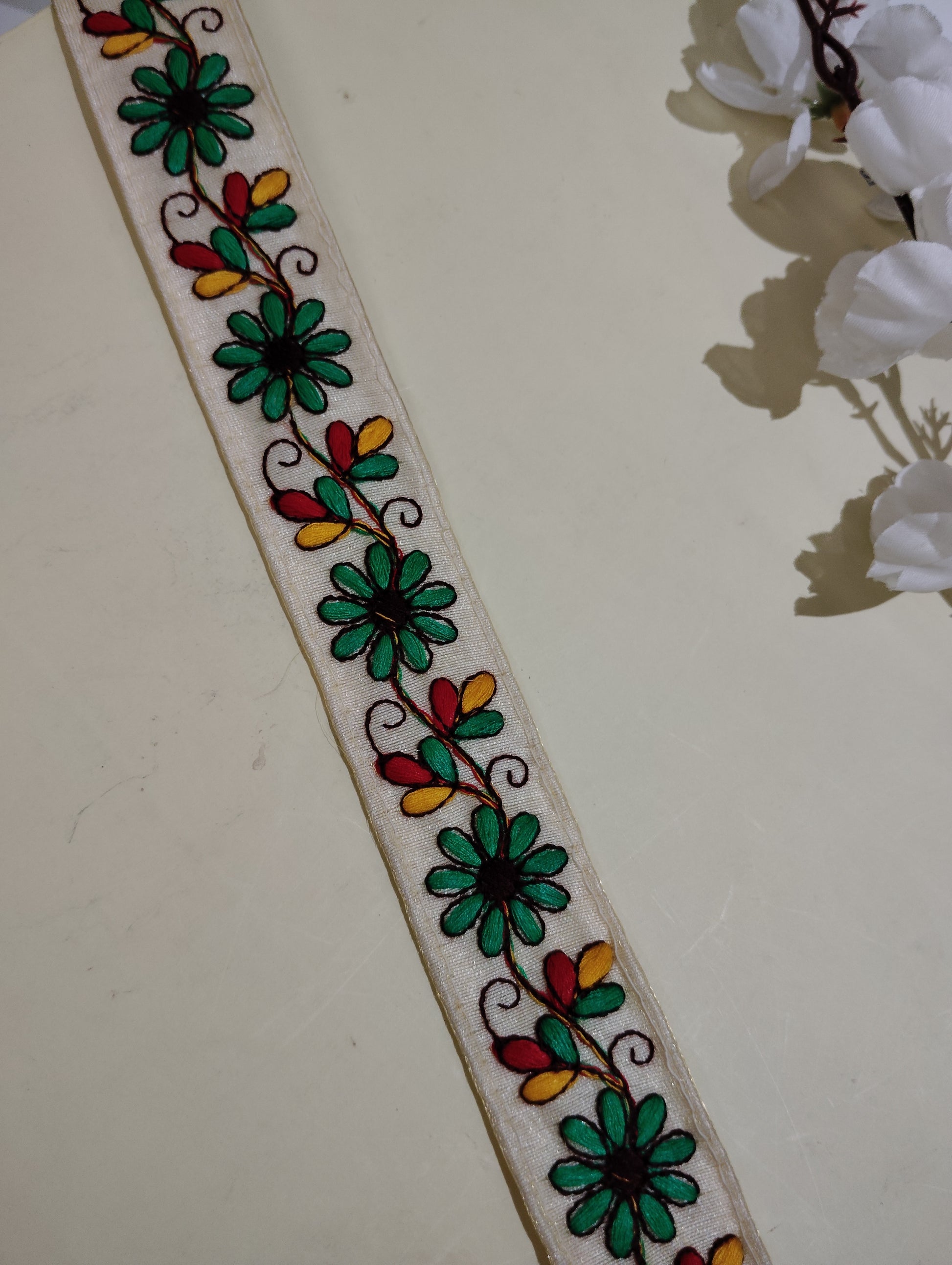 Floral Embroidered Cotton Ribbon Trims