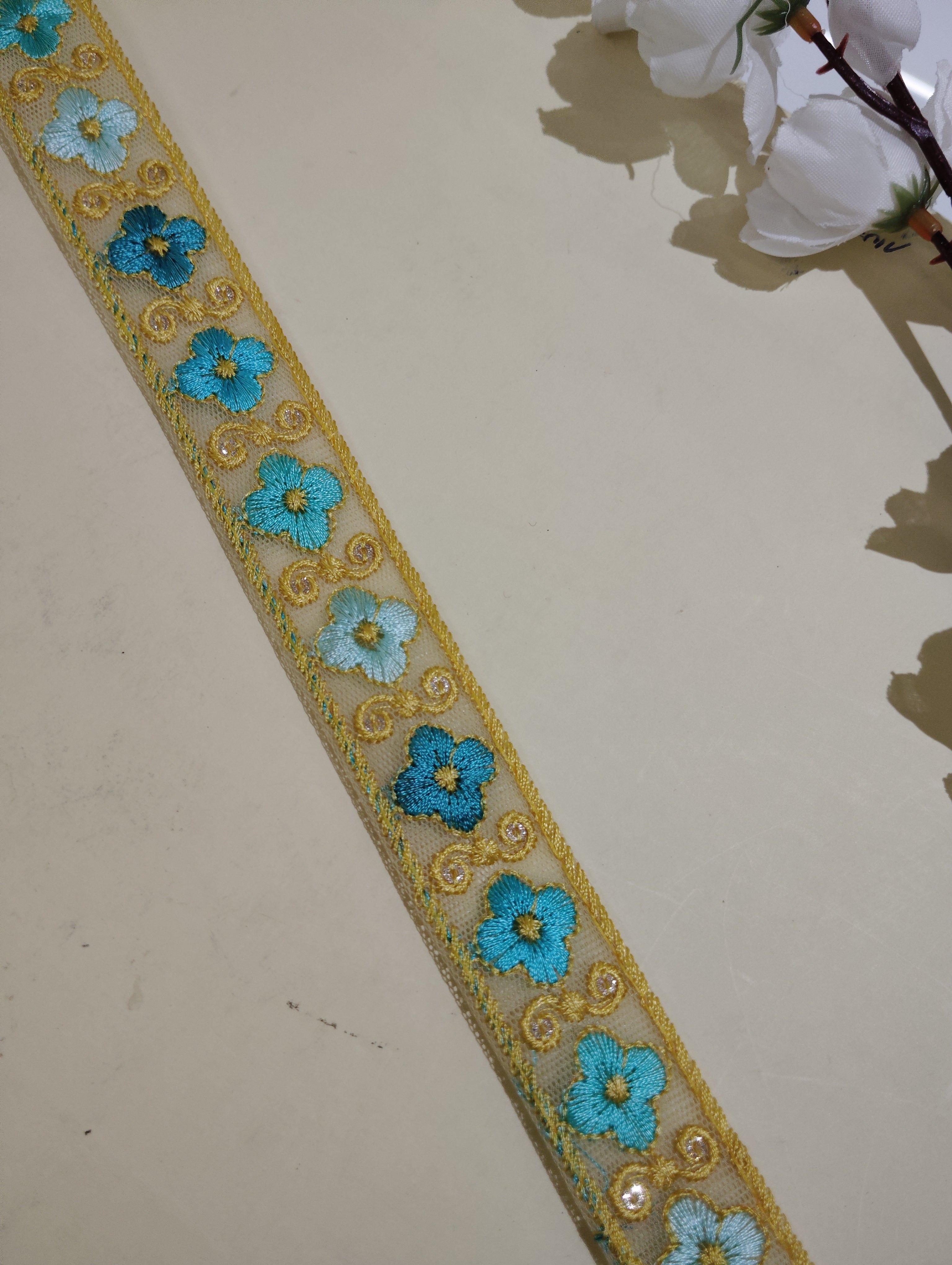 Embroidered Floral Mesh Lace Trim