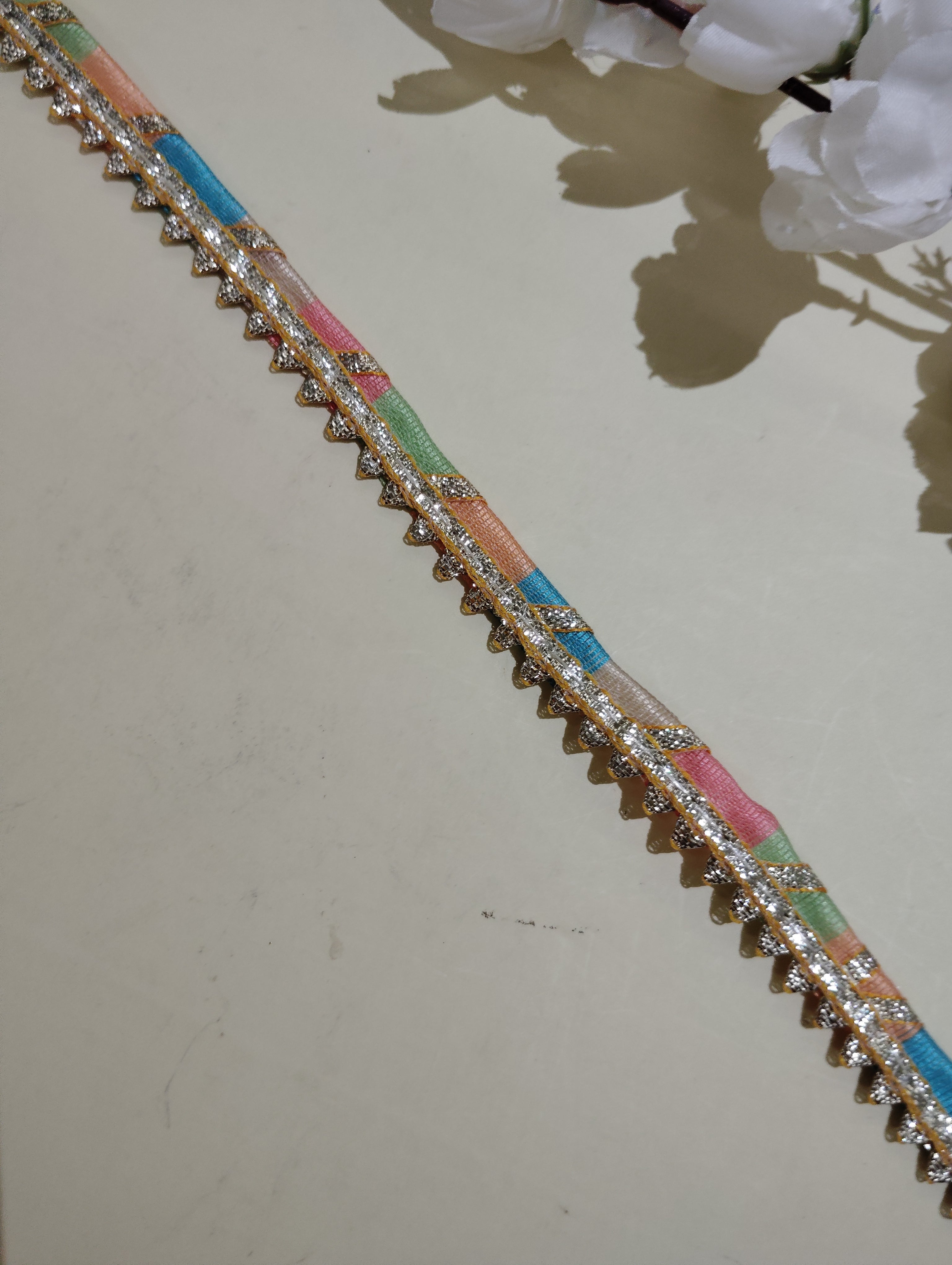 Festive Gota Patti Trim with Diagonal Zari Detailing