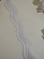 Metallic Gold Cord & Sequin Wave Lace