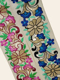 Elegant Floral Vine Silk Lace Trim with Gold Accents