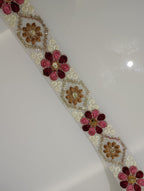 Floral Embroidered Tulle Lace Trim with Sequin Accents