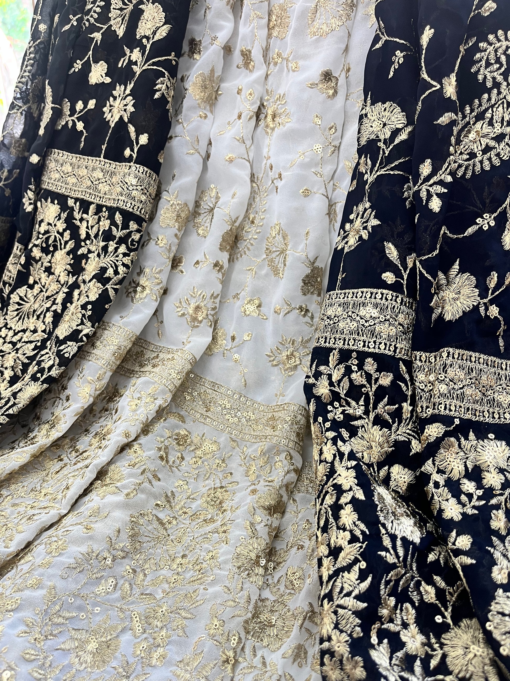 Zari Embroidered Georgette Fabric