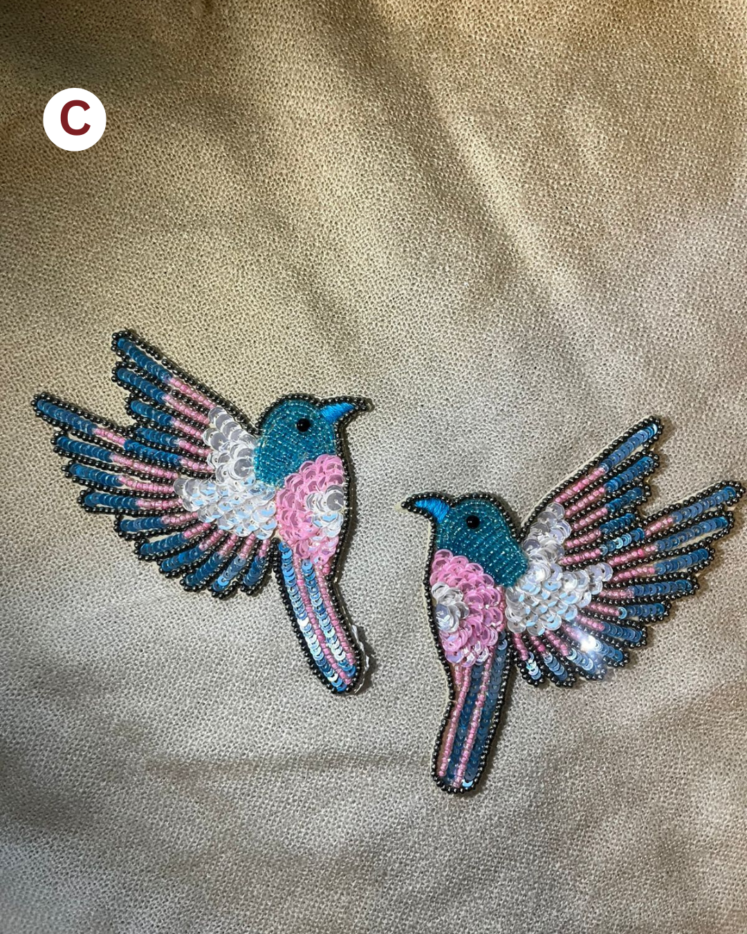 Beaded and sequined patch