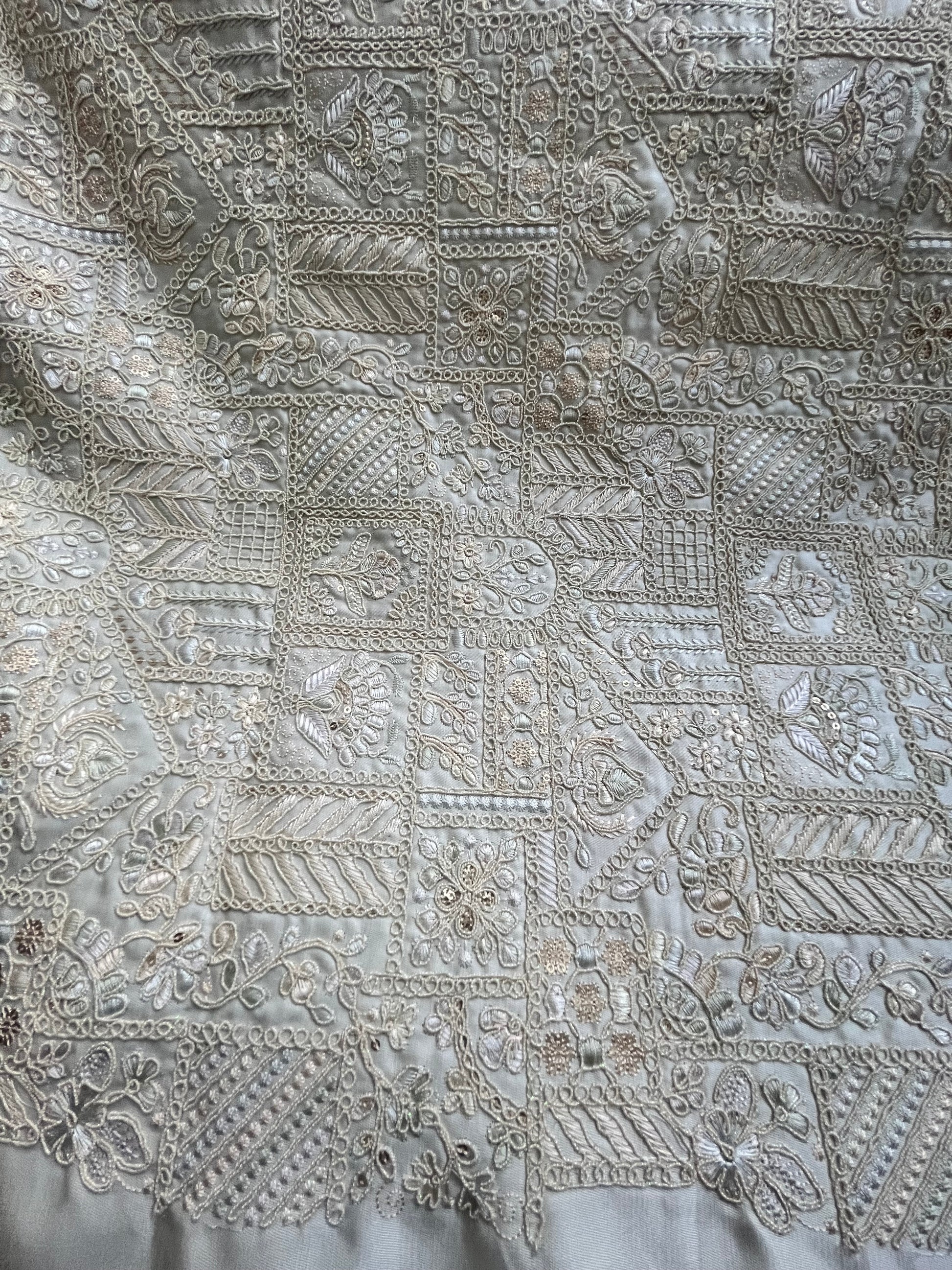 Luxury Champagne Gold Embroidered Fabric with Sequin Work