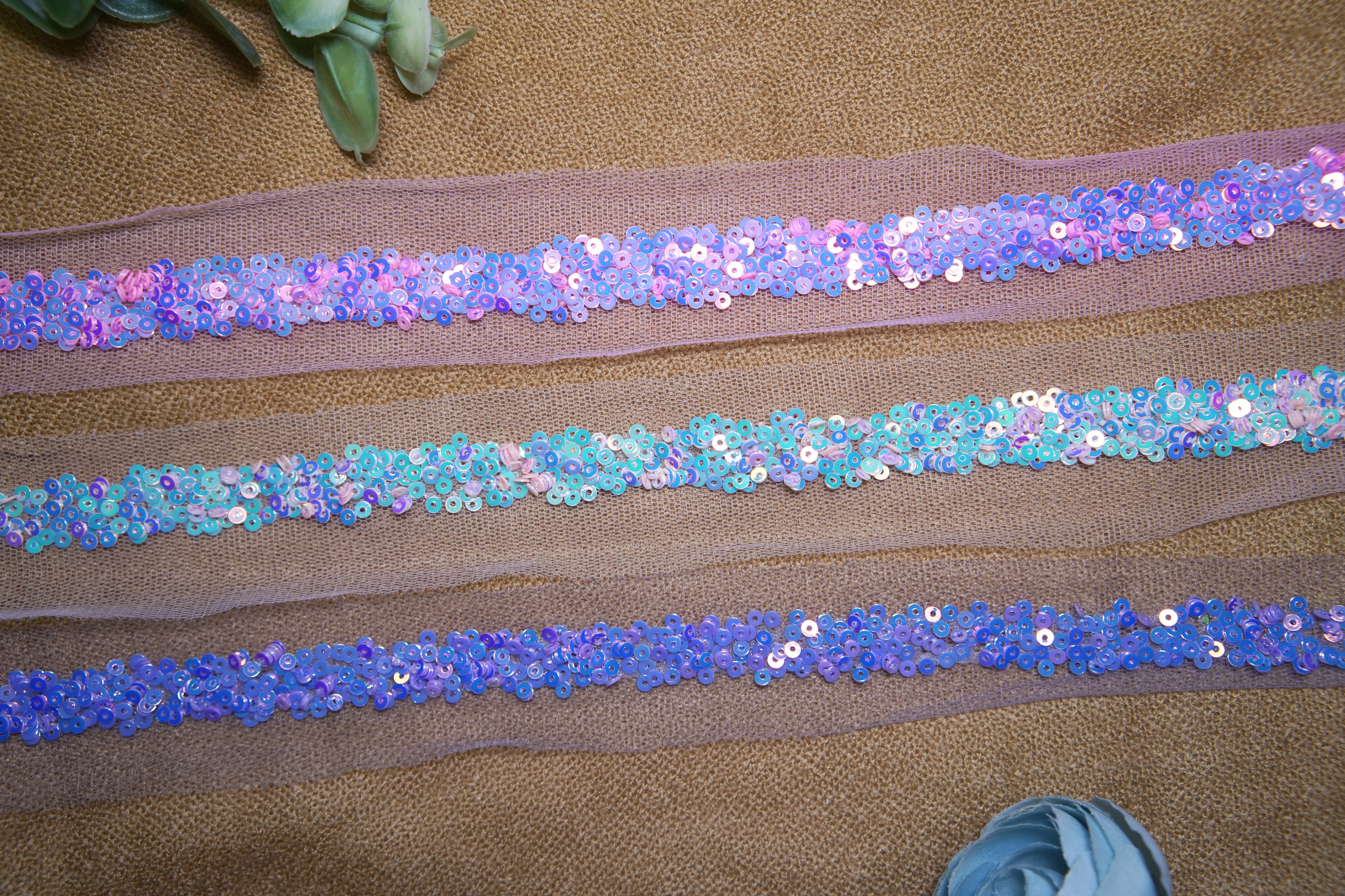 Sequin Embellished Tulle Lace Trim