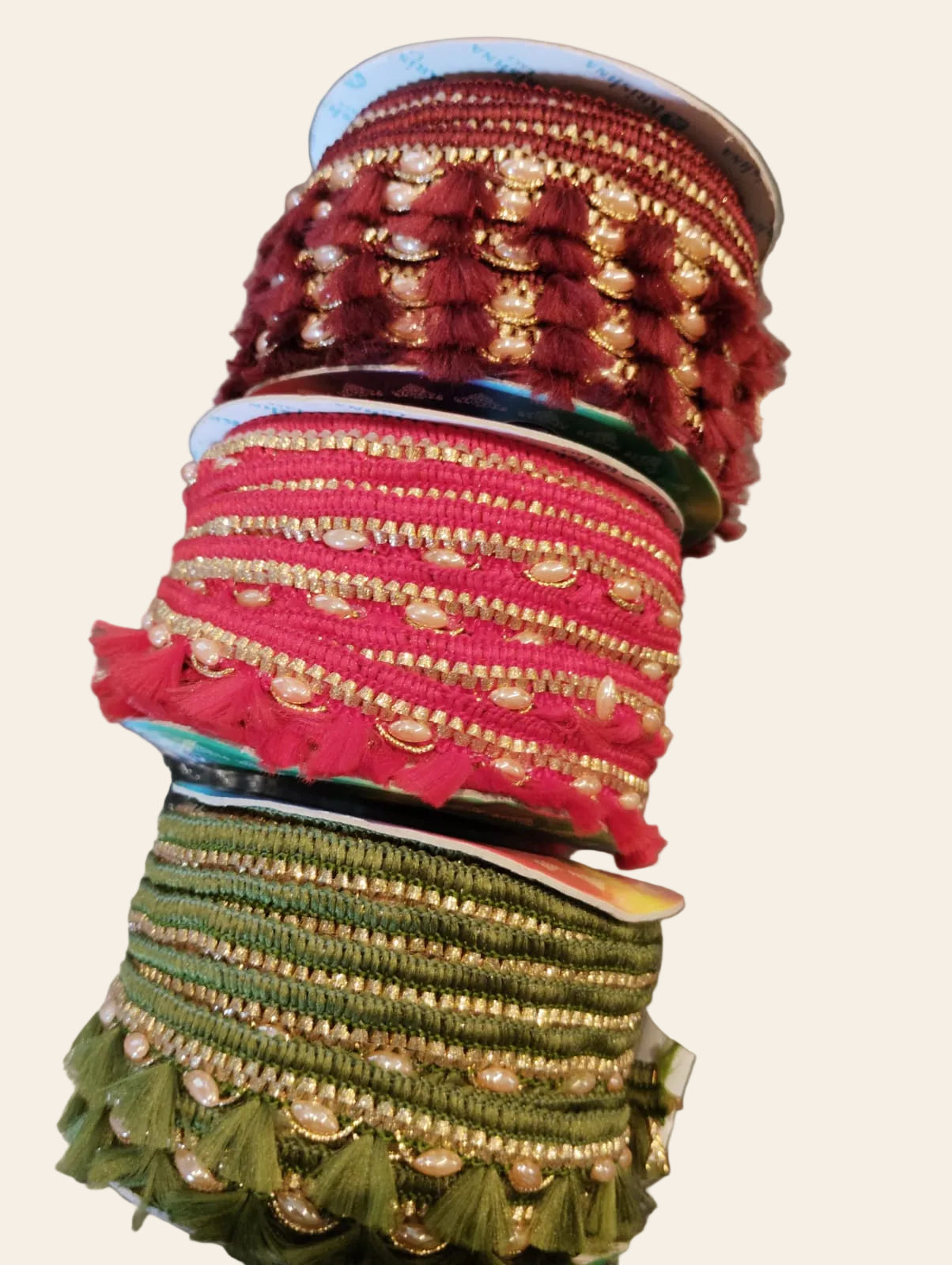 Royal Tassel & Pearl Embellished Lace Trim