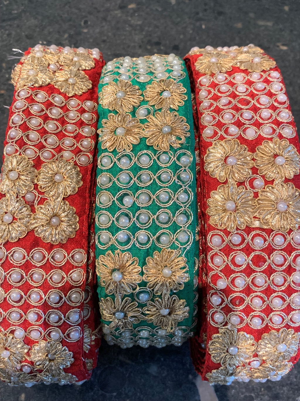 Traditional Zardozi & Pearl Floral Lace Trim
