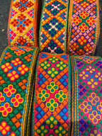 Premium Phulkari-Style Geometric Floral Embroidered Lace Trim