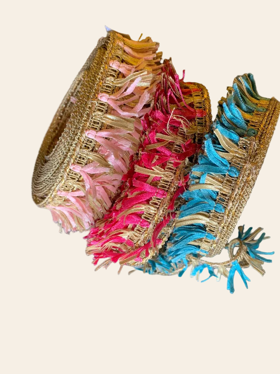 Premium Zari Bordered Silk Tassel Fringe Lace Trim