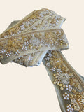 Gold Zardozi and Pearl Beaded Floral Lace Trim