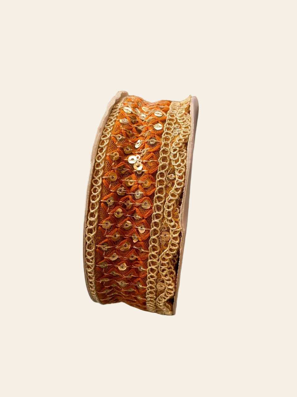 Orange & Gold Sequin Embroidered Trim