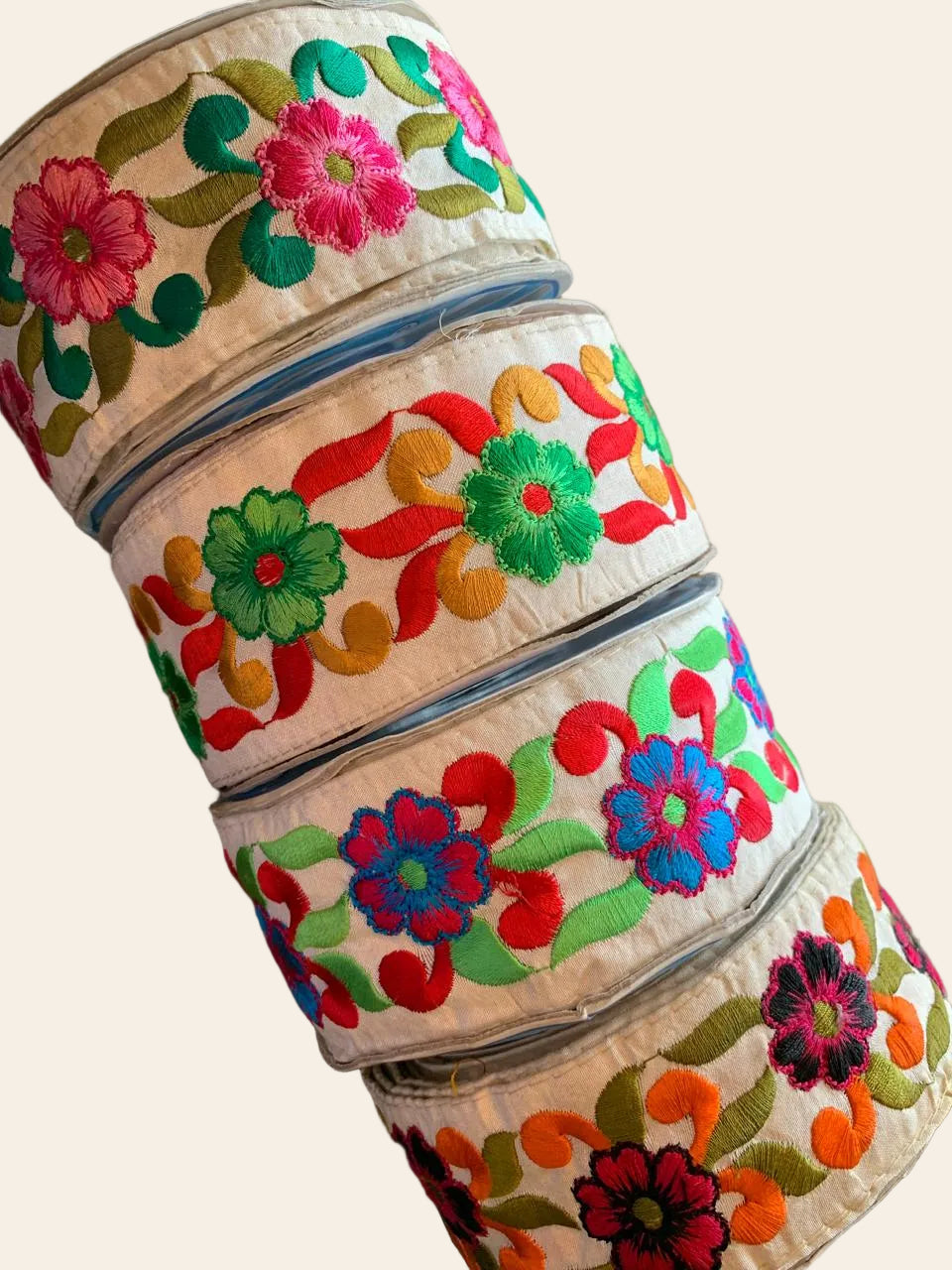 Embroidered Floral Fabric Lace Trim Roll