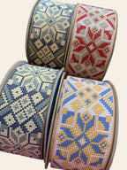 Geometric Cross-Stitch Embroidered Ribbon Trim