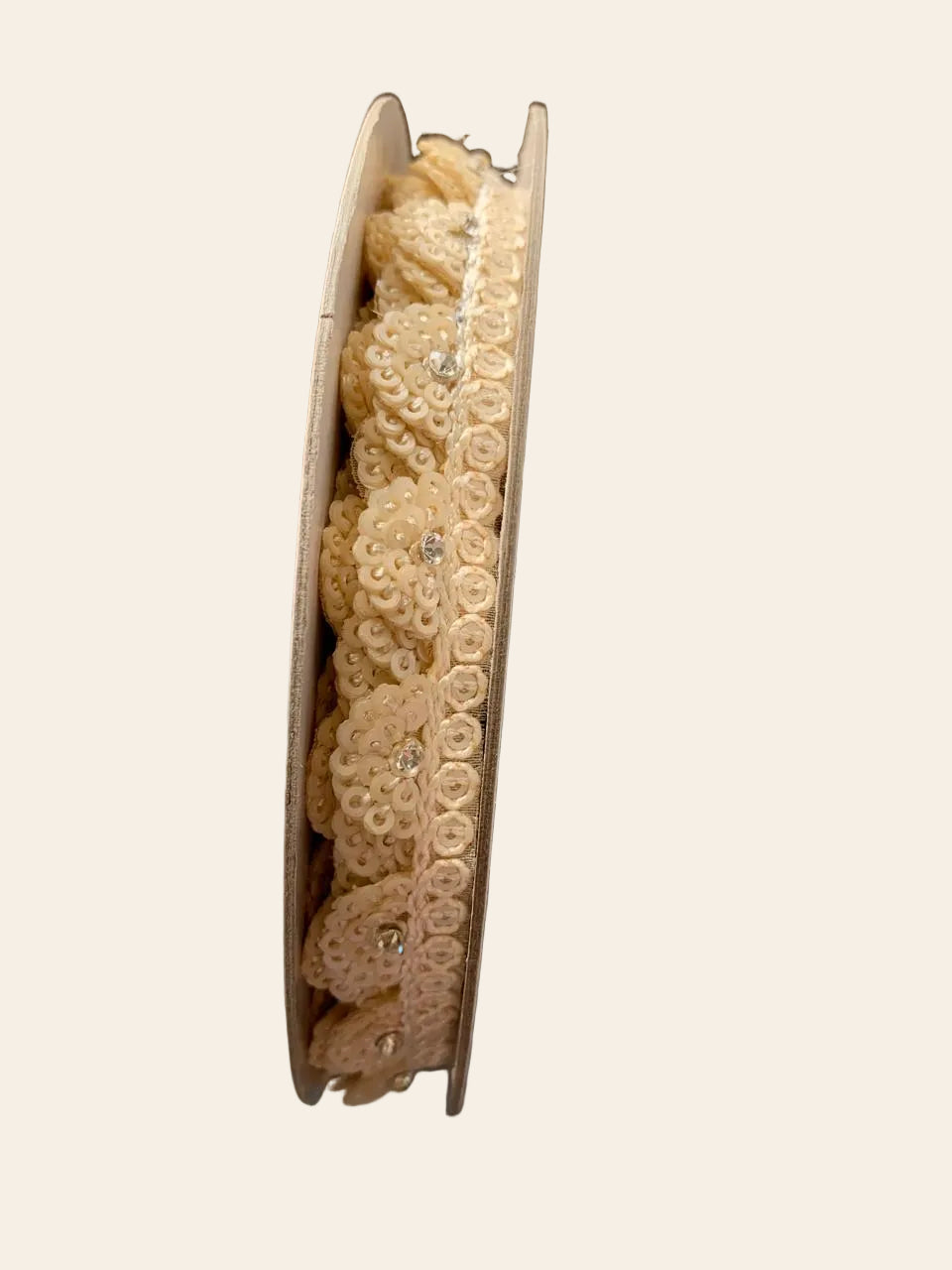 Ivory Beaded and Sequined Floral Lace Trim