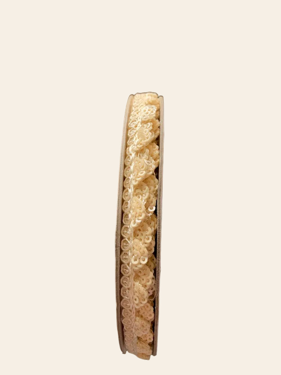 Cream Sequin Braided Ribbon Trim