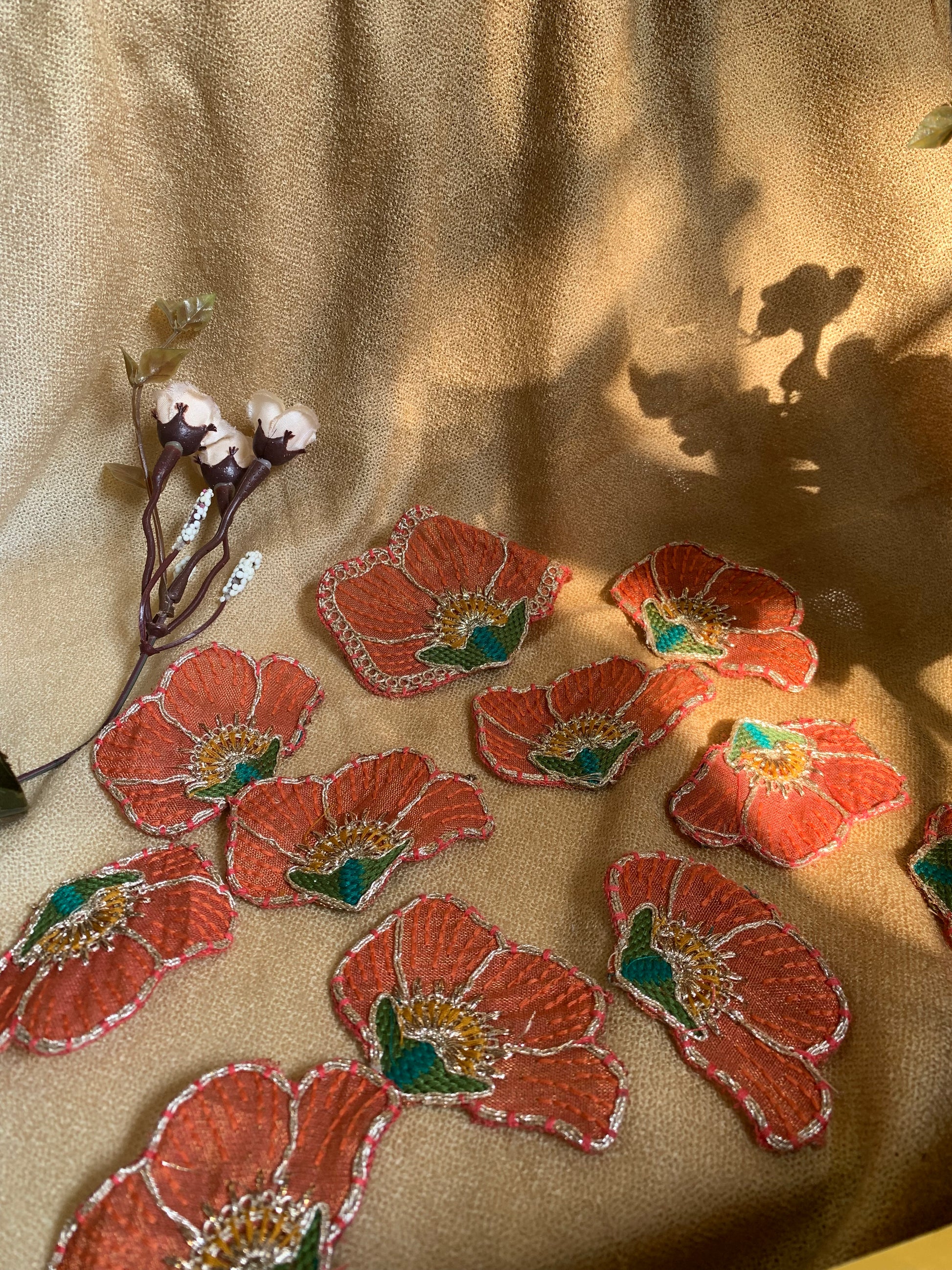 Bright Orange Floral patch