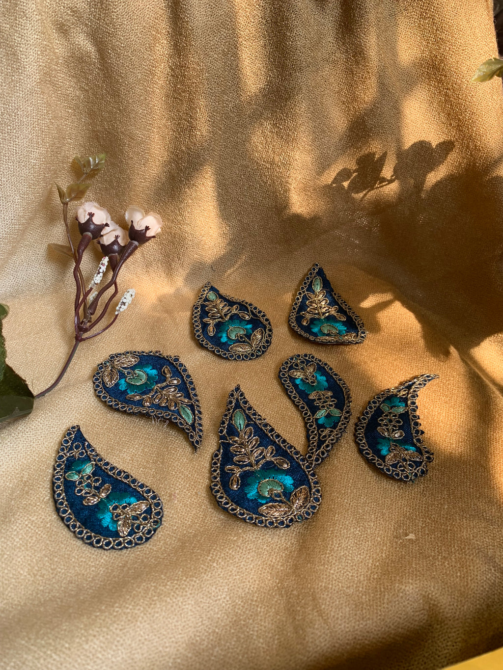 Navy Blue Zari and Threadwork Paisley Patch