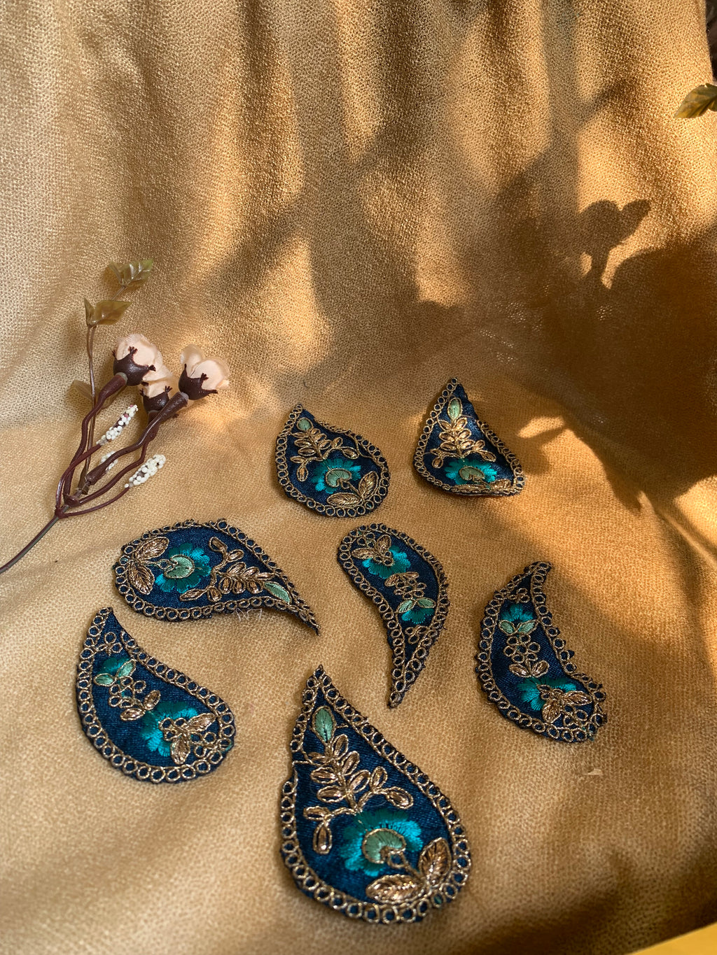 Navy Blue Zari and Threadwork Paisley Patch