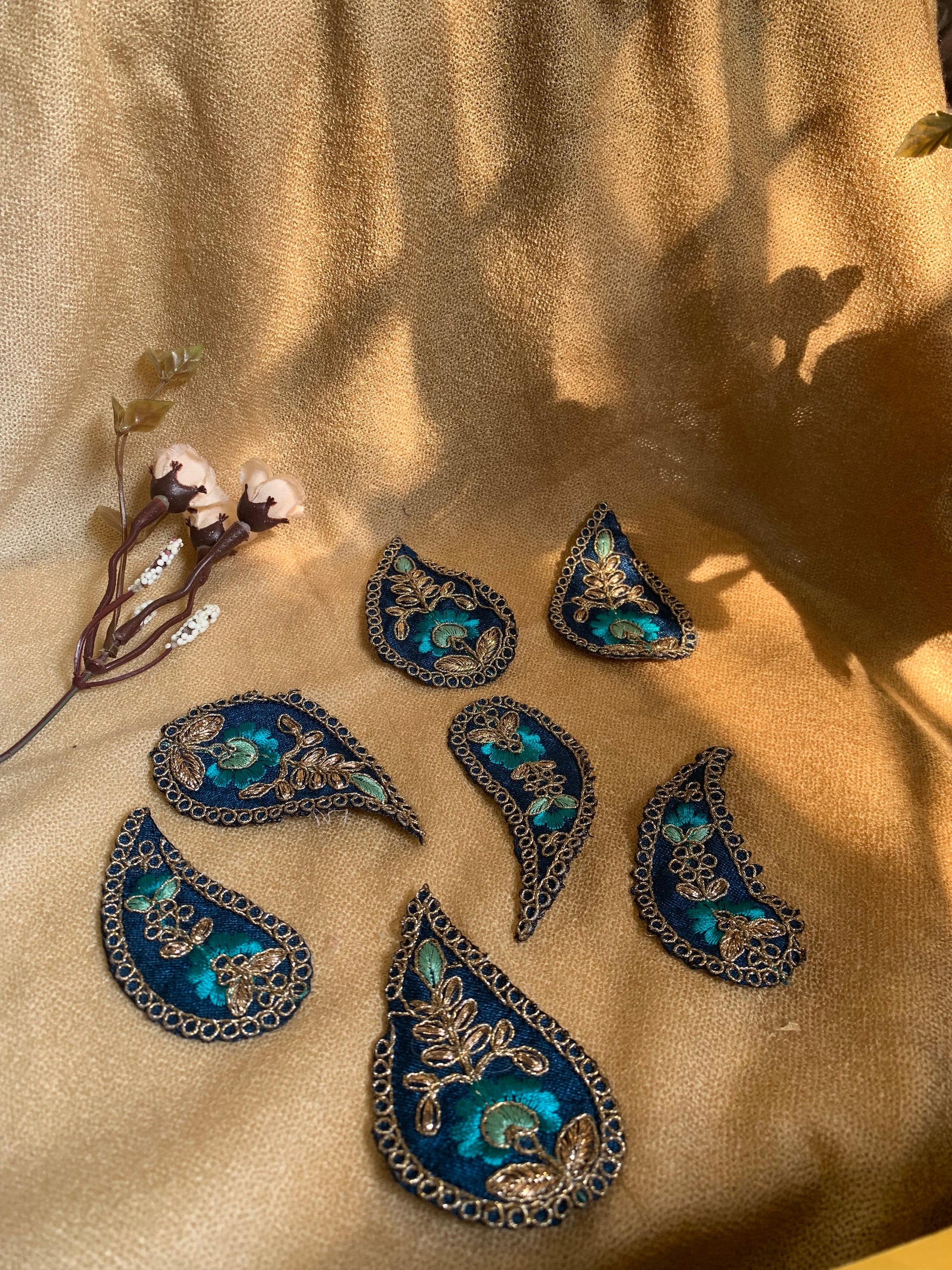 Navy Blue Zari and Threadwork Paisley Patch