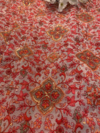Red Floral Embroidered Georgette Fabric