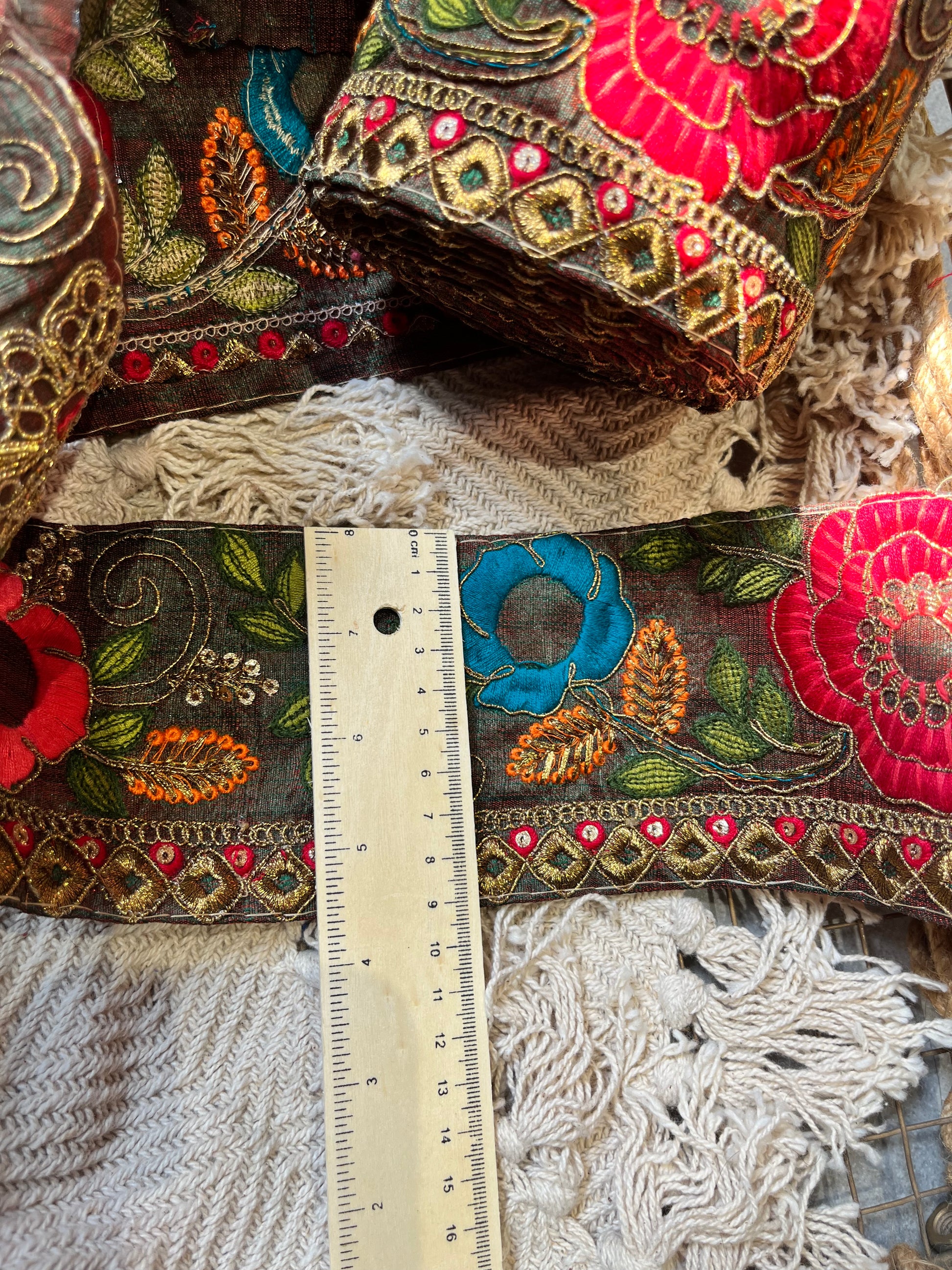 Bohemian Vibrant Floral Fabric Trim