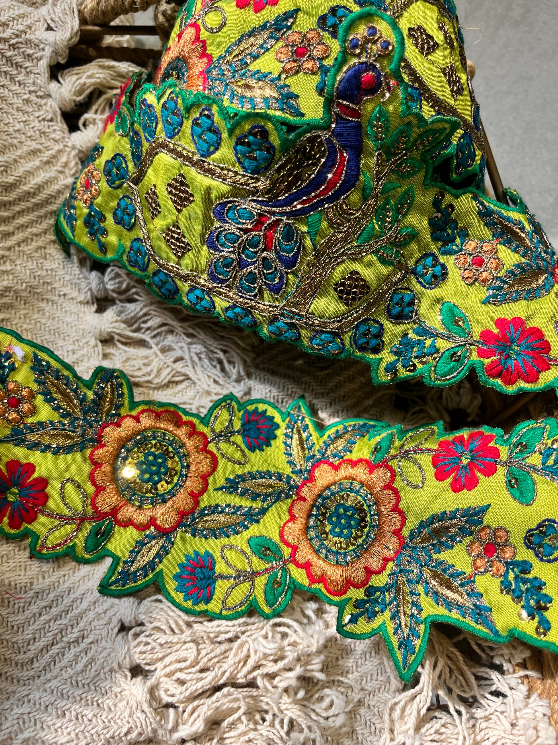 Heavy Zardosi Embroidered Border Lace Trim