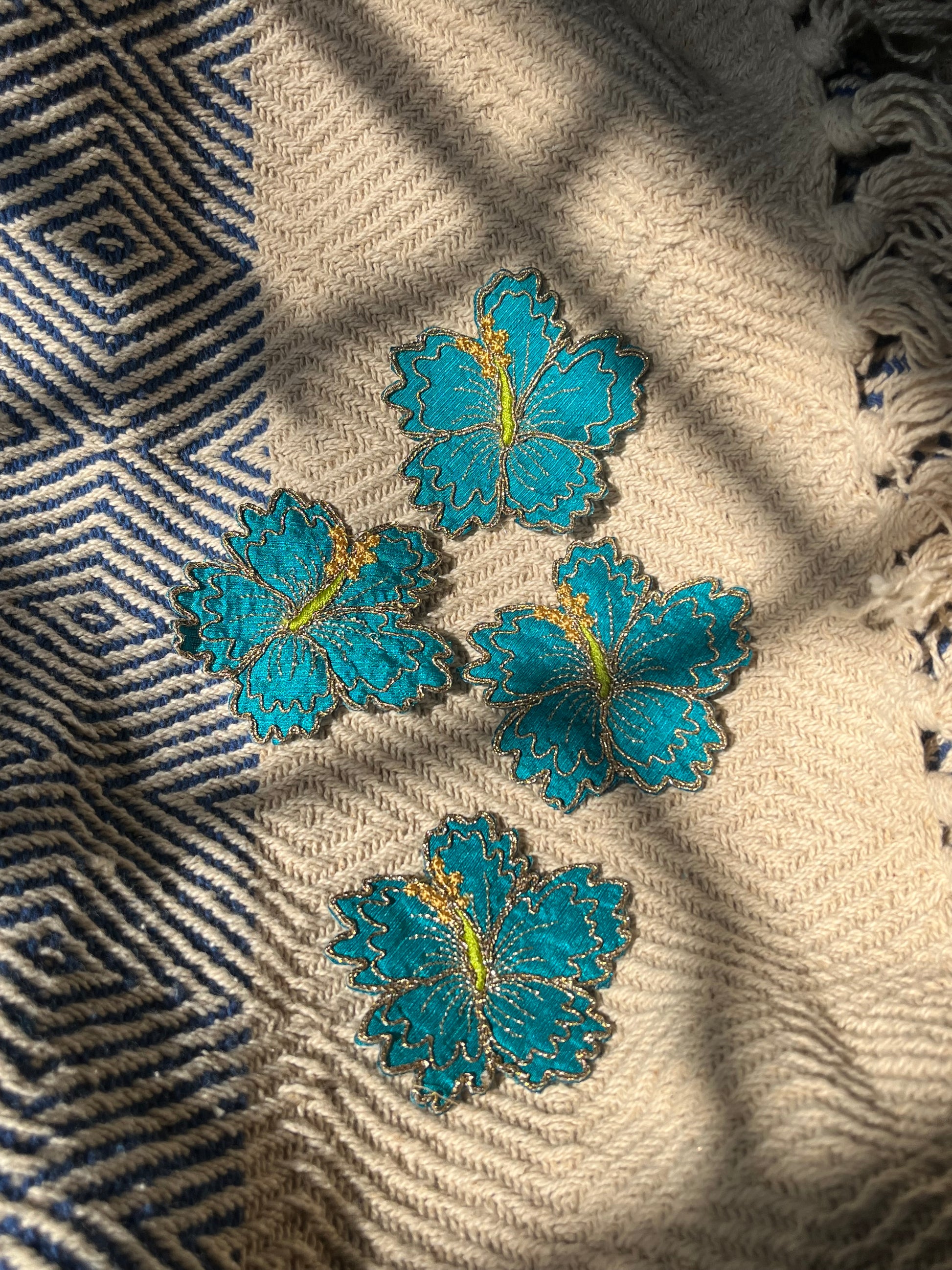 Zari Outline Hibiscus patch
