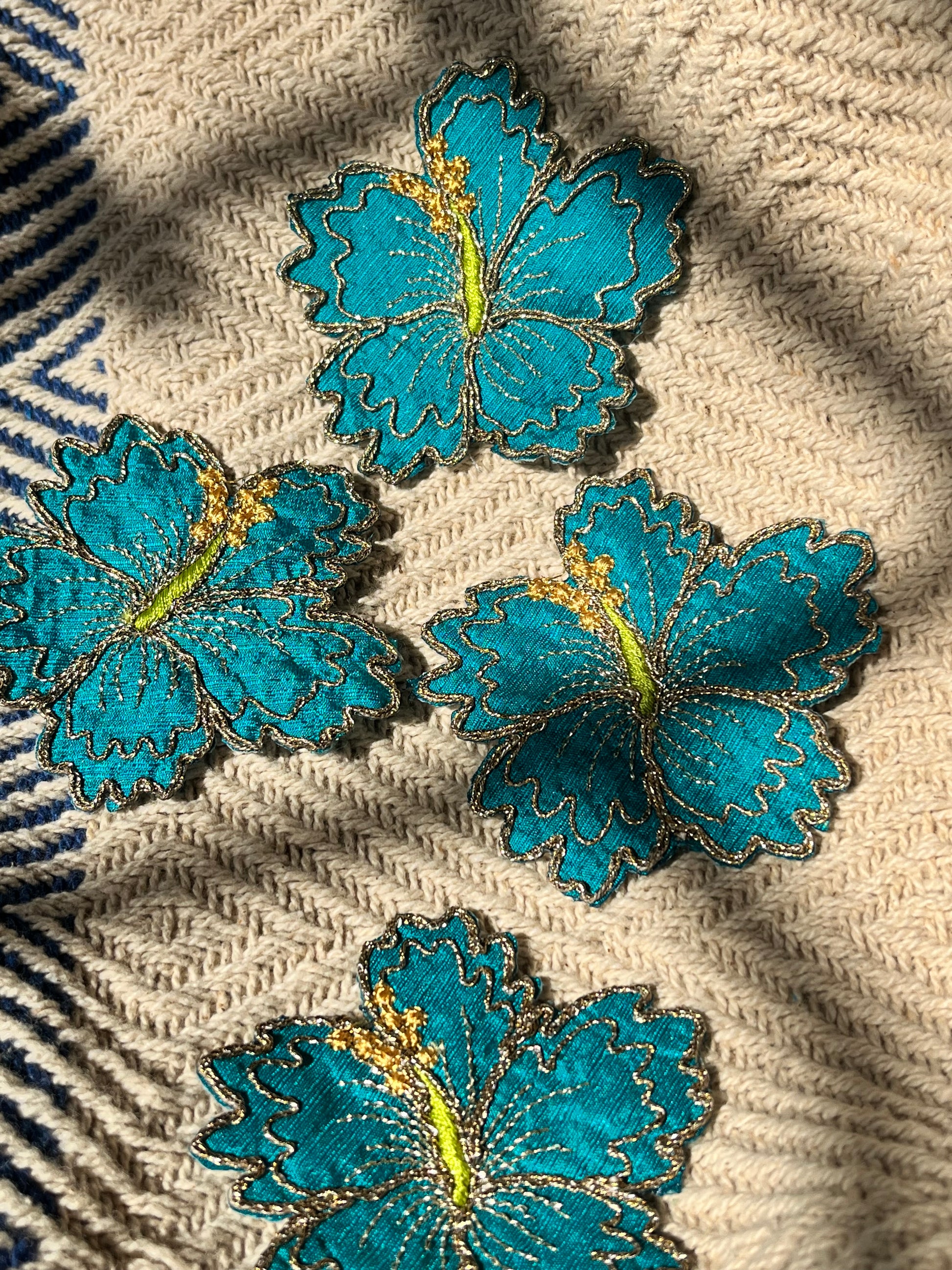 Zari Outline Hibiscus patch