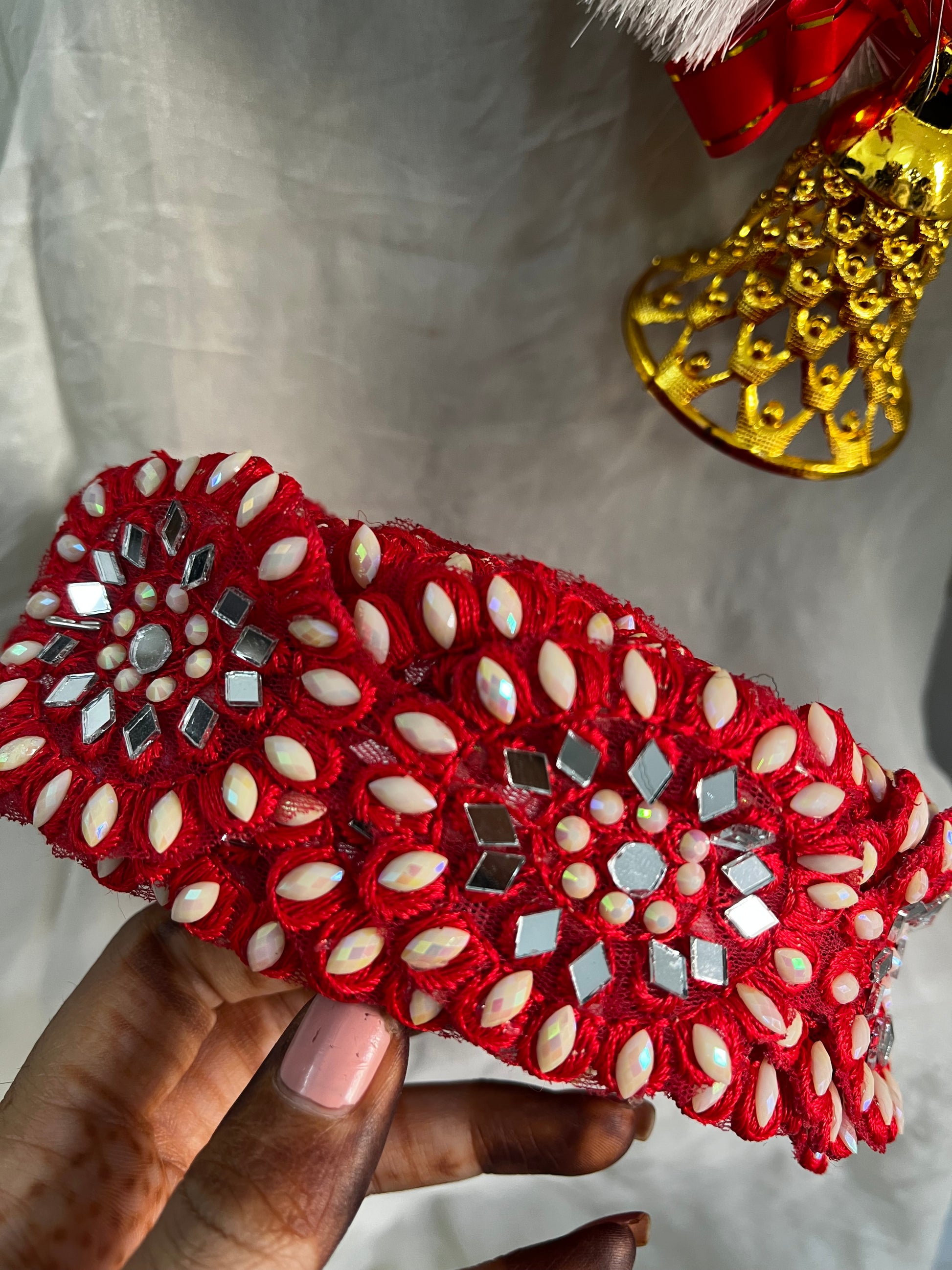 Emerald Green Mirror Work Embellishment