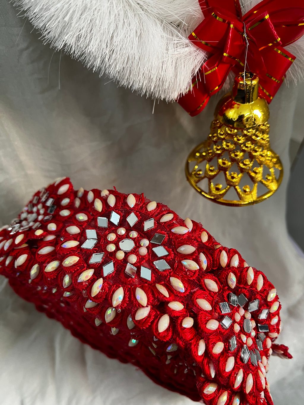 Emerald Green Mirror Work Embellishment