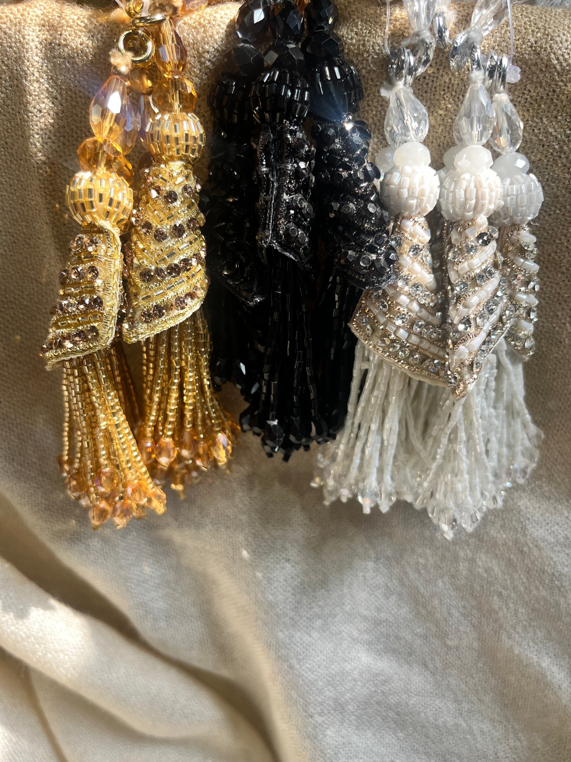 Crystal White Beaded Bridal Tassels