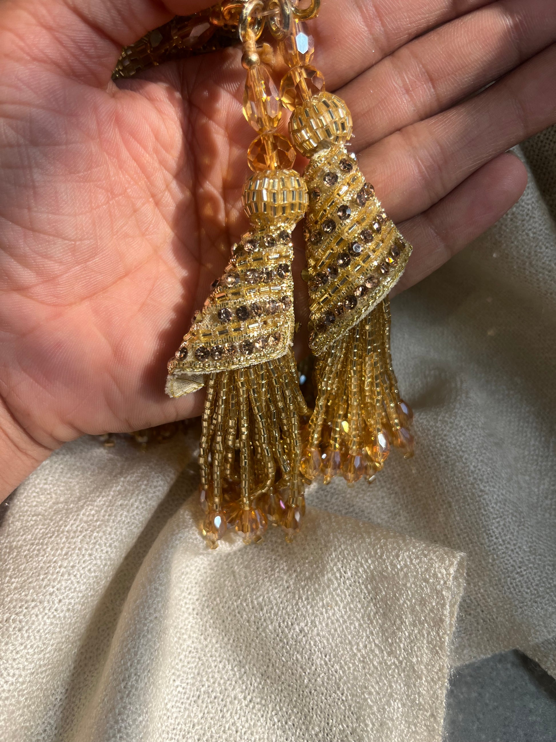 Crystal White Beaded Bridal Tassels