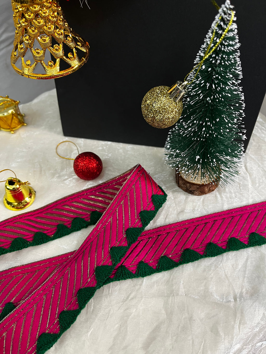 Hot Pink and Green Angled Lace