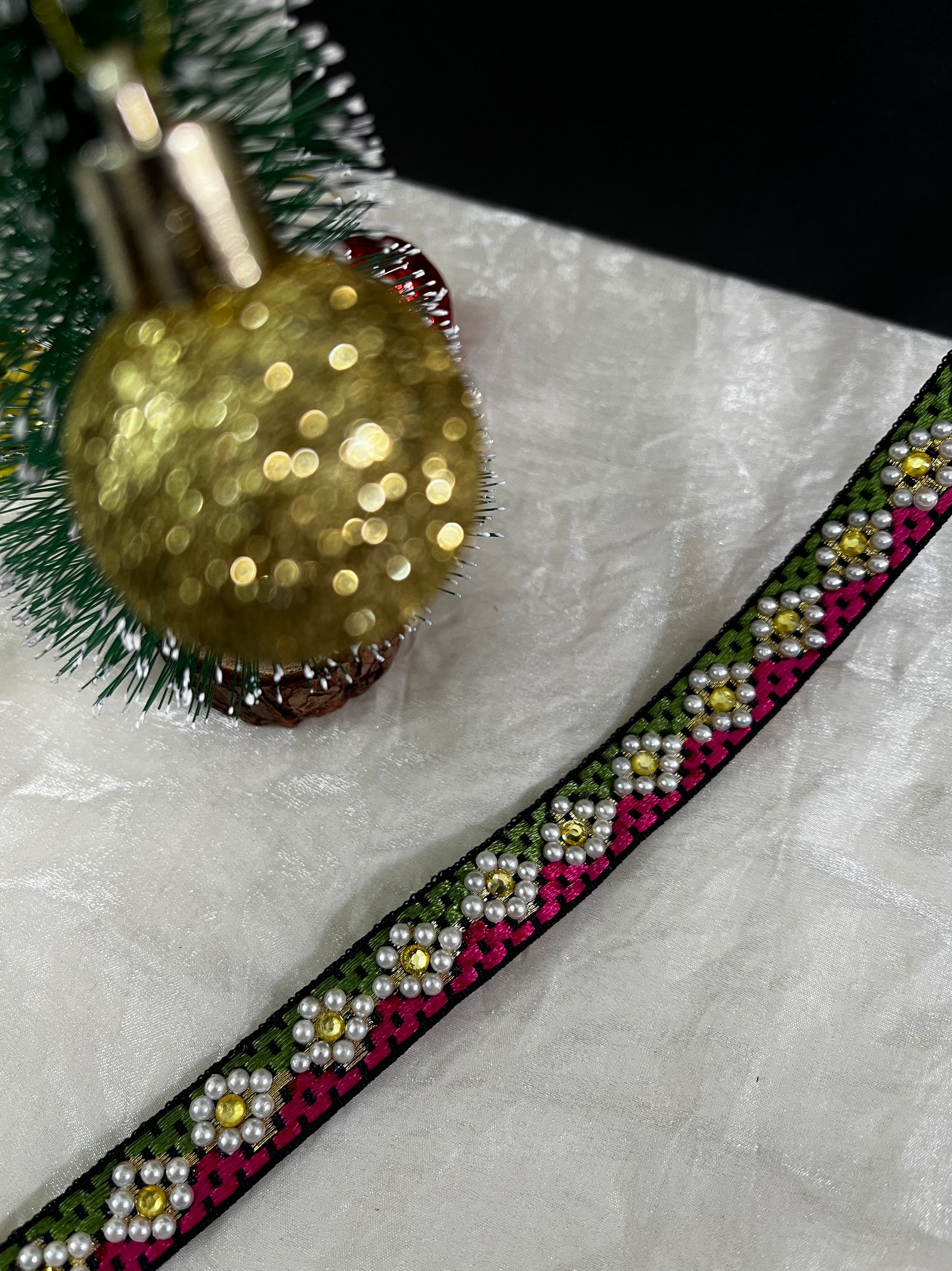 Narrow Beaded and Embroidered Trim