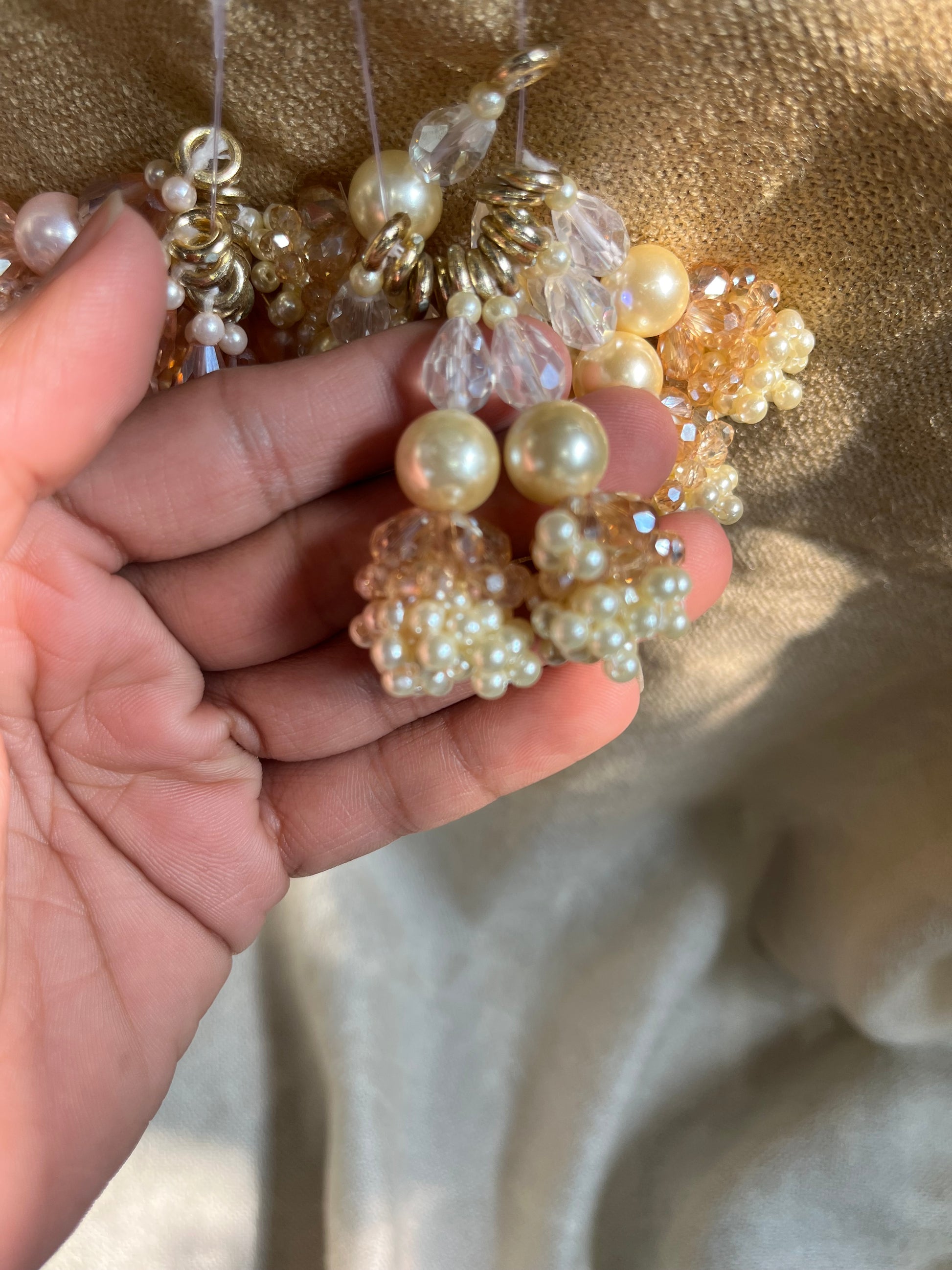 Charming Blush & Pearl Beaded Tassel Charm