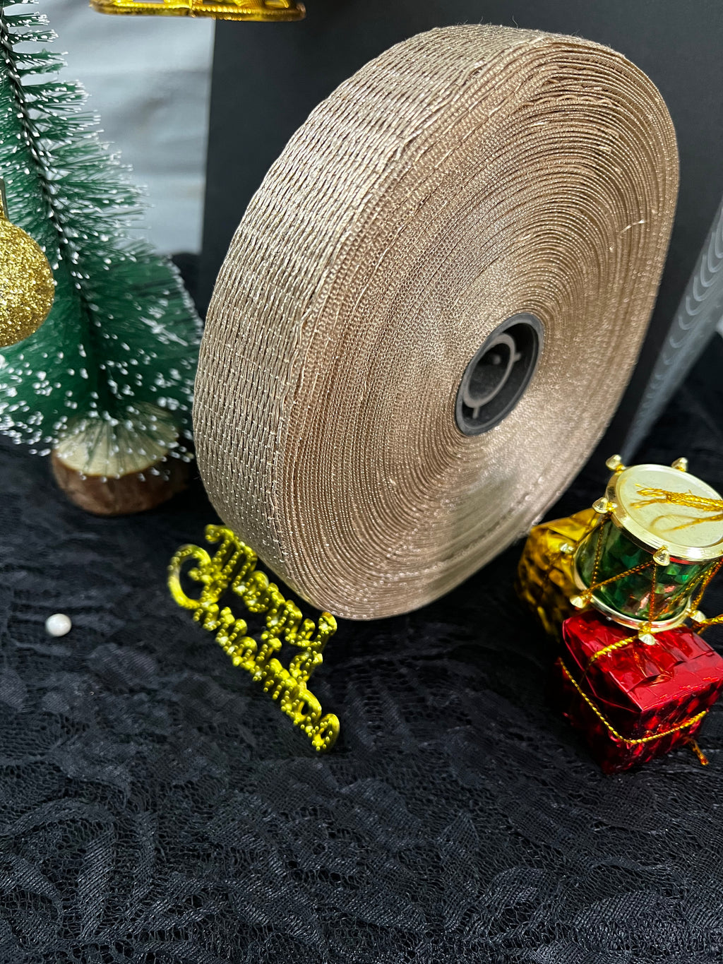 Metallic Gold Mesh Net Ribbon