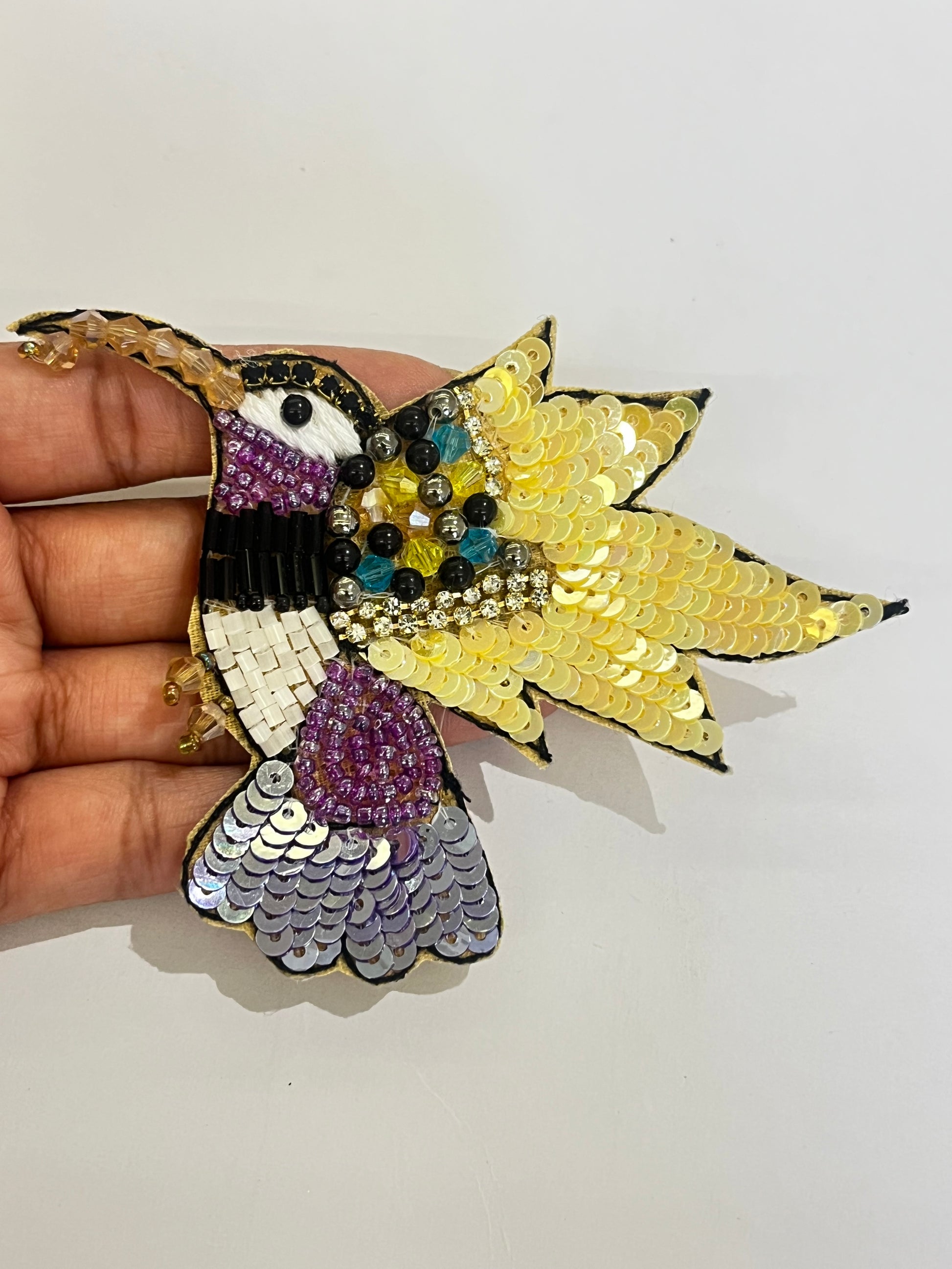 Sequin and Beaded Hummingbird Patch