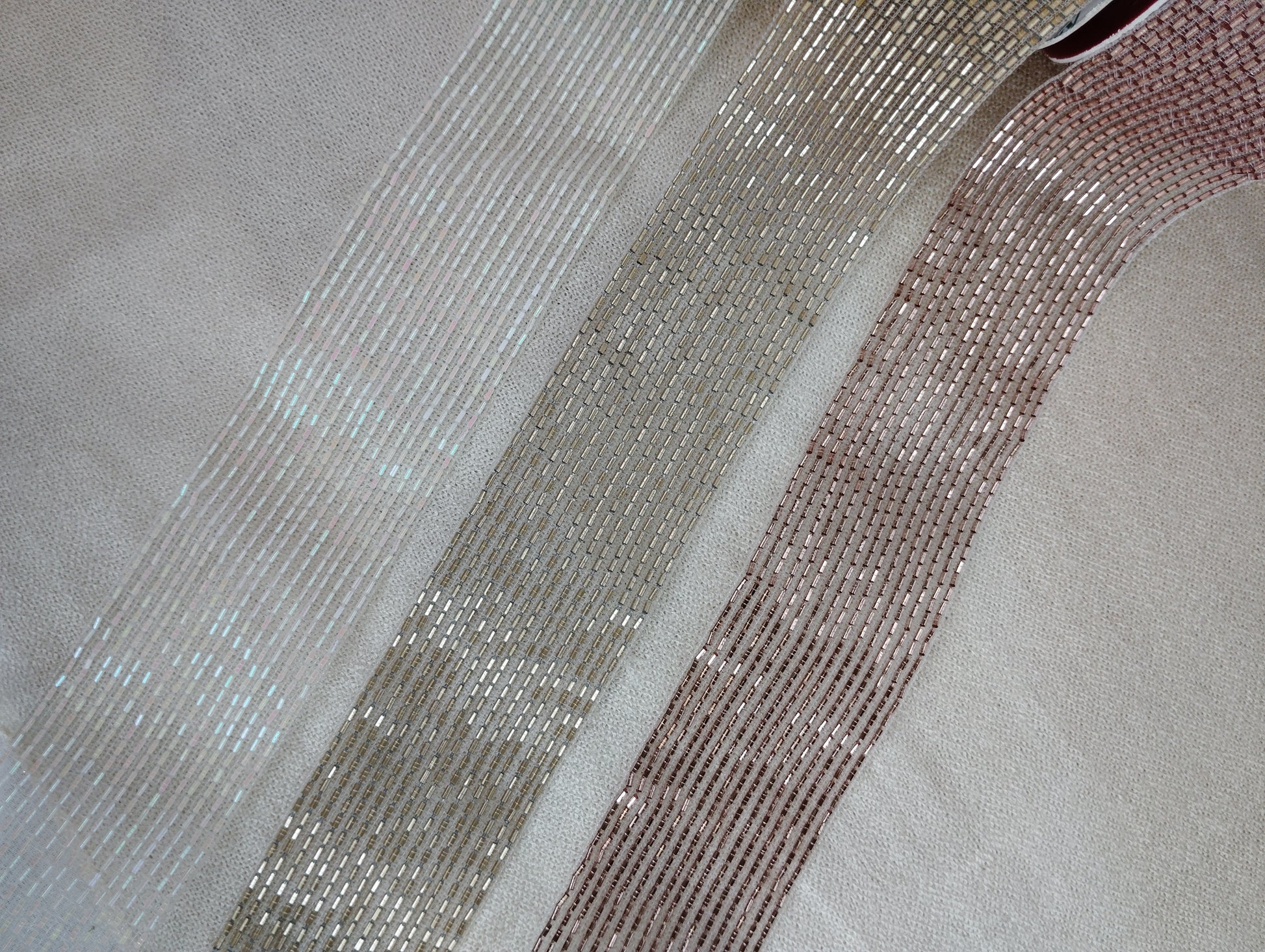 Metallic Bugle Bead & Sequin Ribbed Border Trim