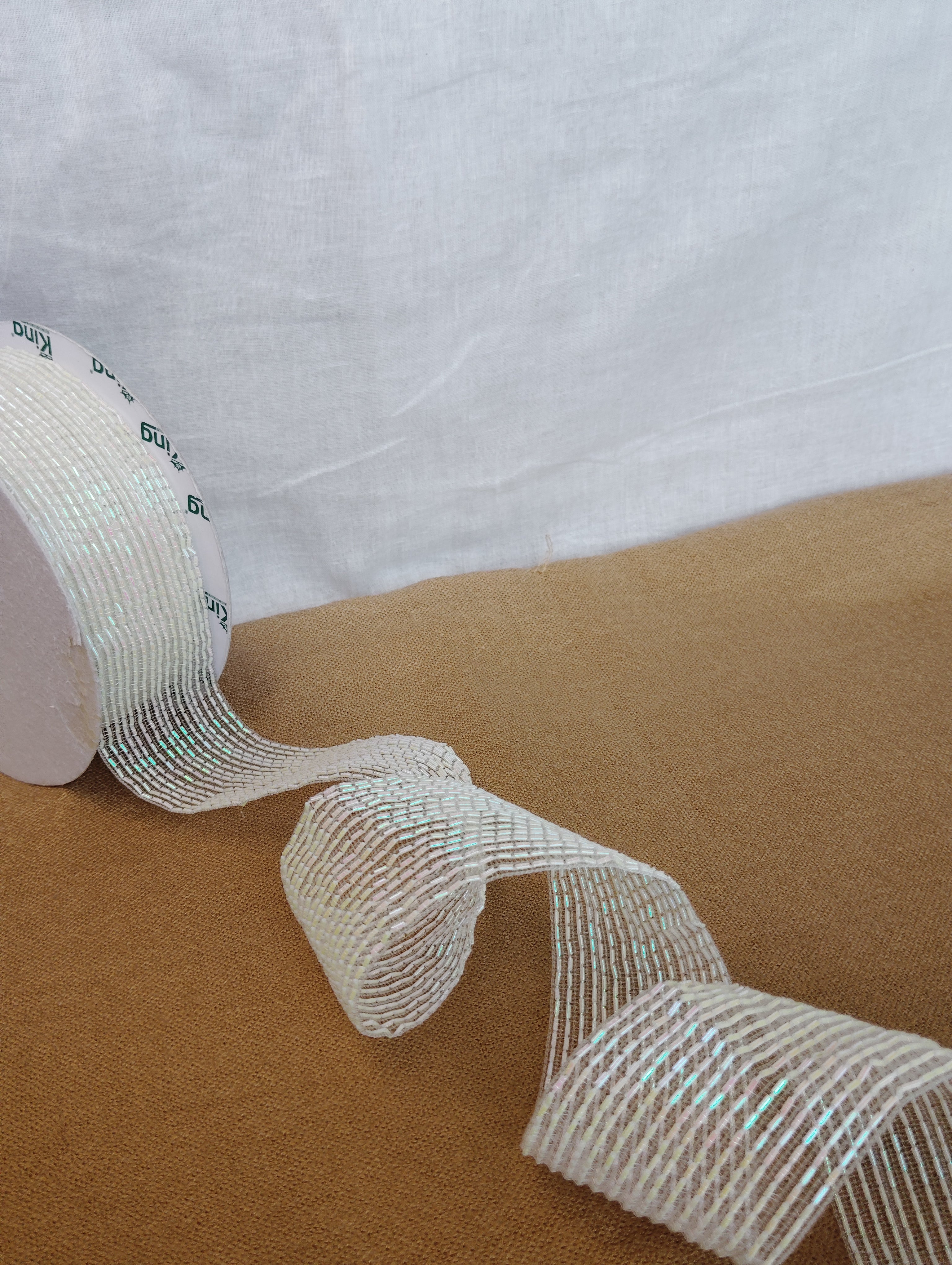 Metallic Bugle Bead & Sequin Ribbed Border Trim