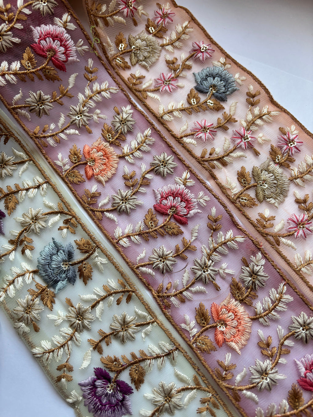 Floral Embroidered Net Lace Trim