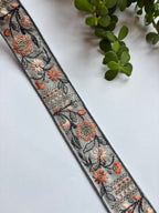 Exquisite Floral Hand-Embroidered Ribbon Trim