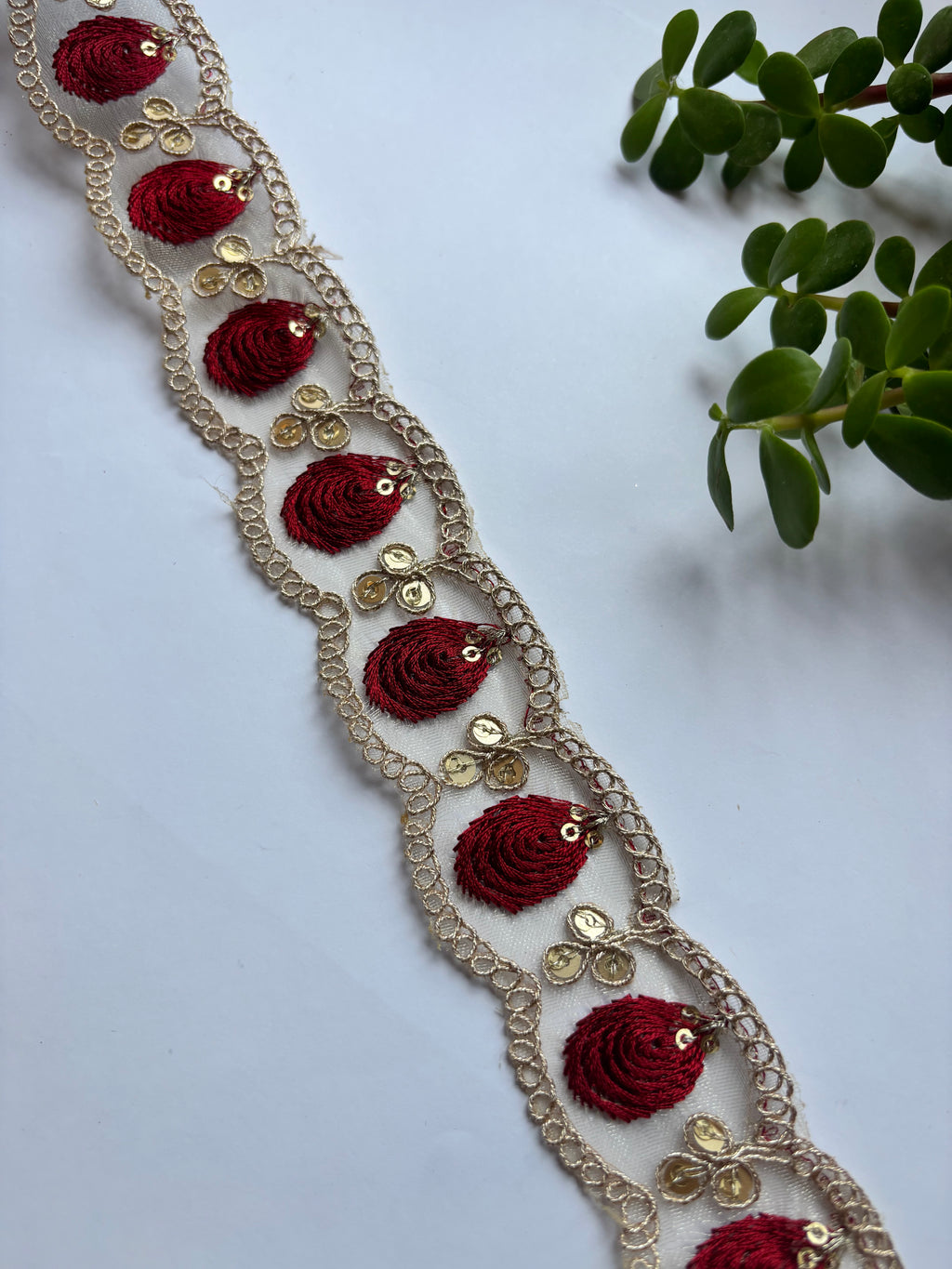 Embroidered Floral Zari Lace with Sequin Accents