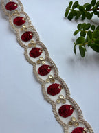 Embroidered Floral Zari Lace with Sequin Accents