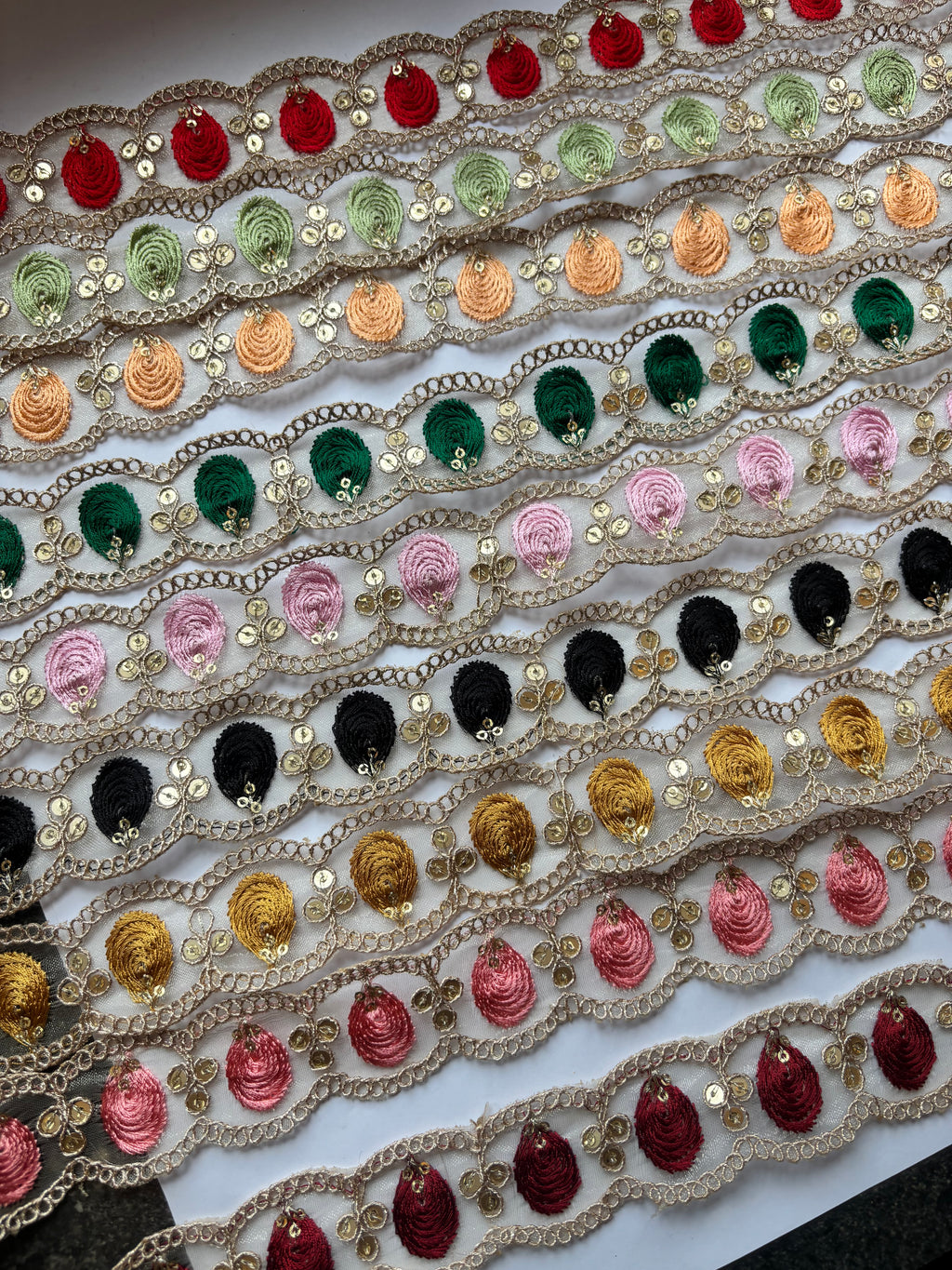Embroidered Floral Zari Lace with Sequin Accents
